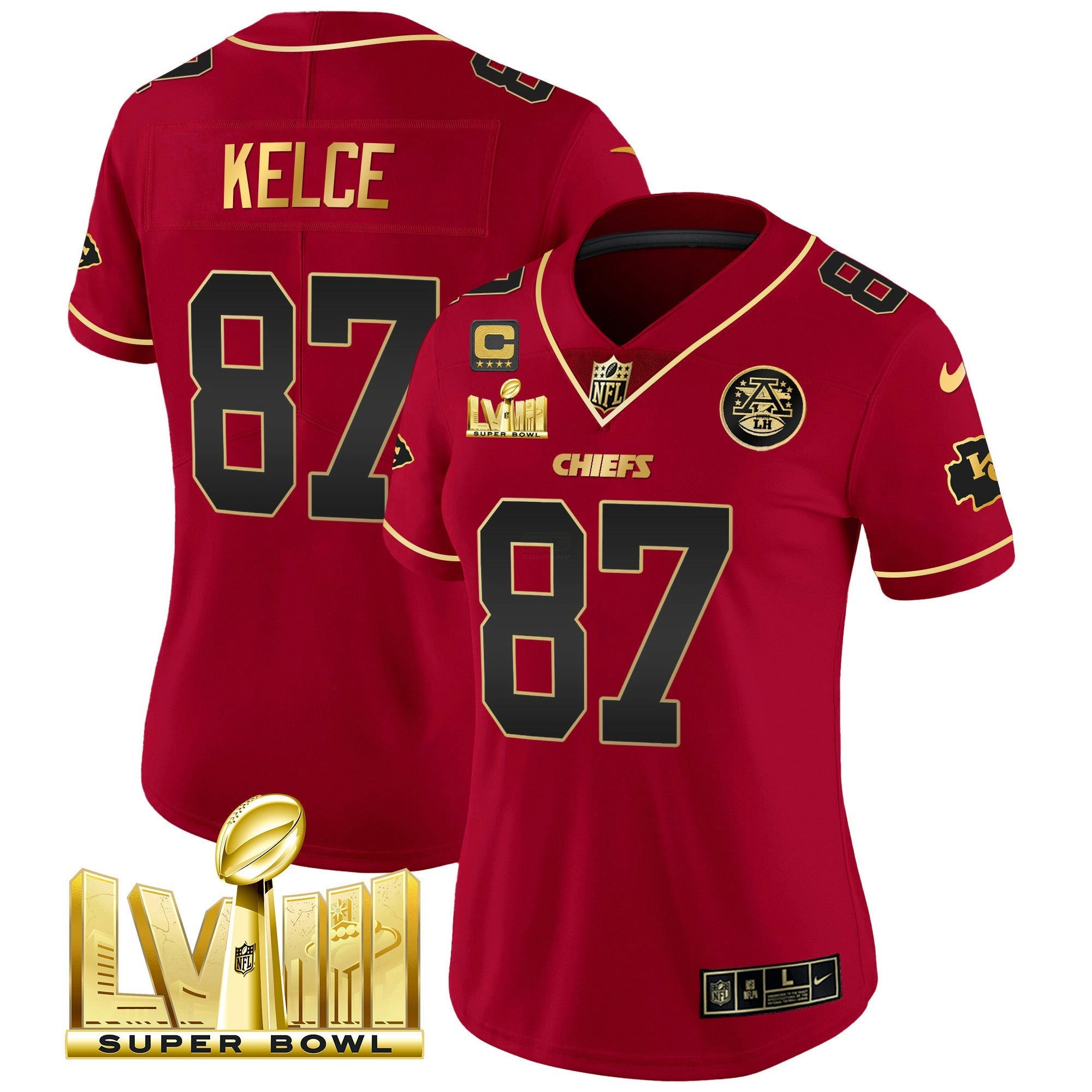 Camisa NFL Women’s Super Bowl LVIII Dourada Patch Vapor Jersey
