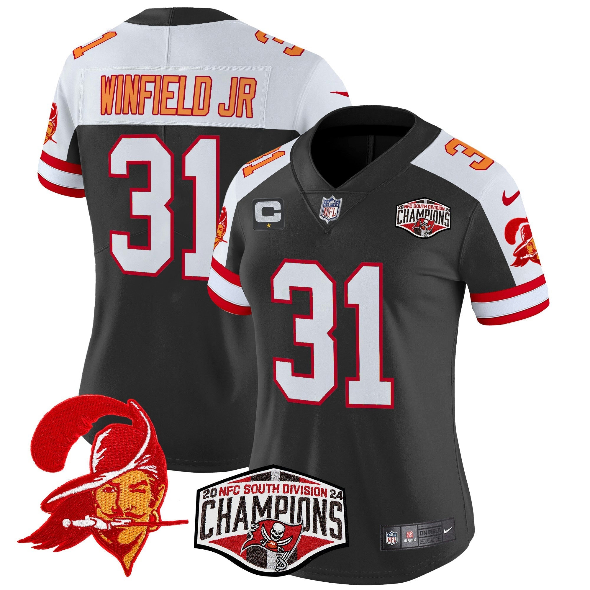 Camisa NFL Women’s Tampa Bay Creamsicle 2024 NFC South Division Champions Patch Vapor Limited Jersey