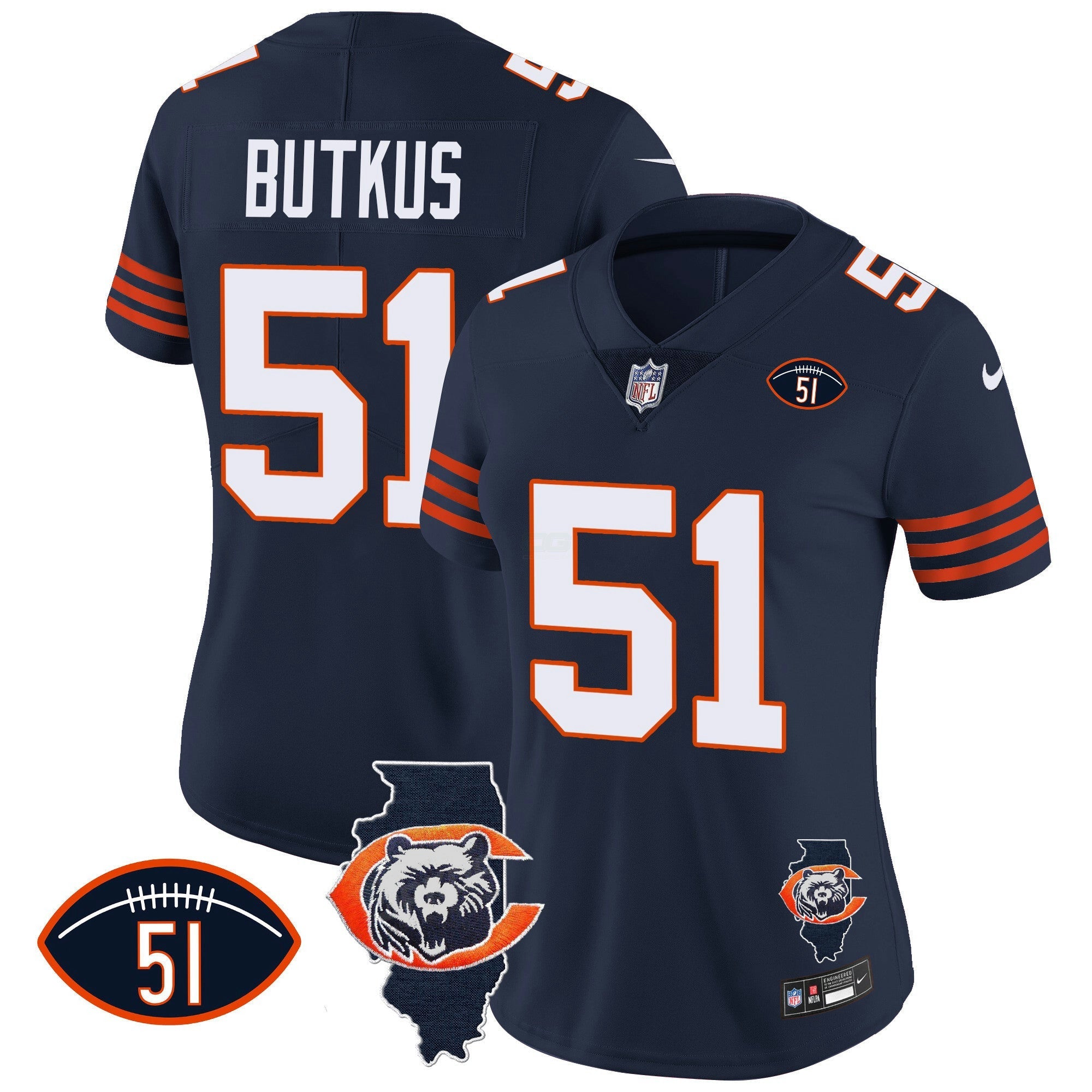 Camisa NFL Women’s Throwback Illinois Patch Vapor Jersey
