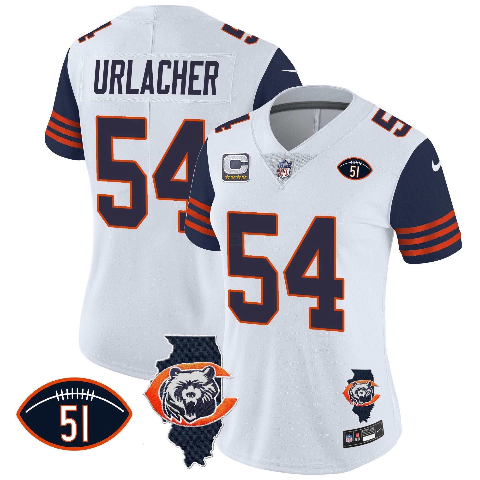 Camisa NFL Women’s Throwback Illinois Patch Vapor Jersey