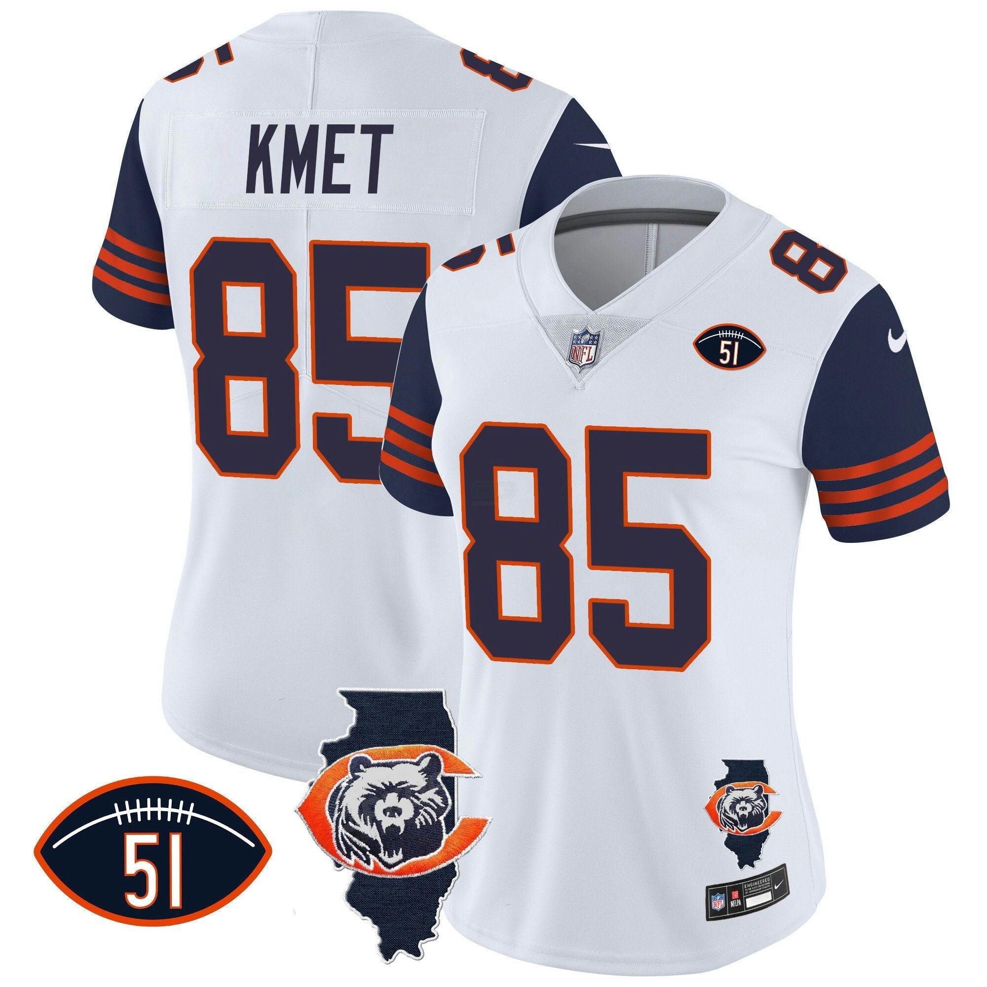 Camisa NFL Women’s Throwback Illinois Patch Vapor Jersey