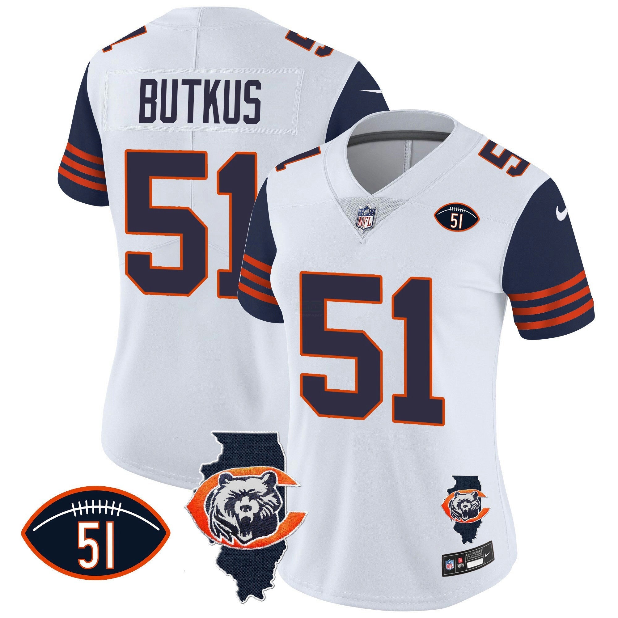 Camisa NFL Women’s Throwback Illinois Patch Vapor Jersey