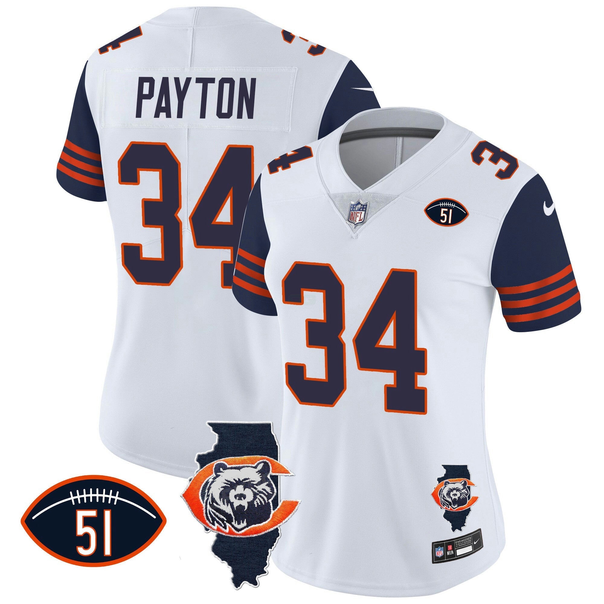 Camisa NFL Women’s Throwback Illinois Patch Vapor Jersey