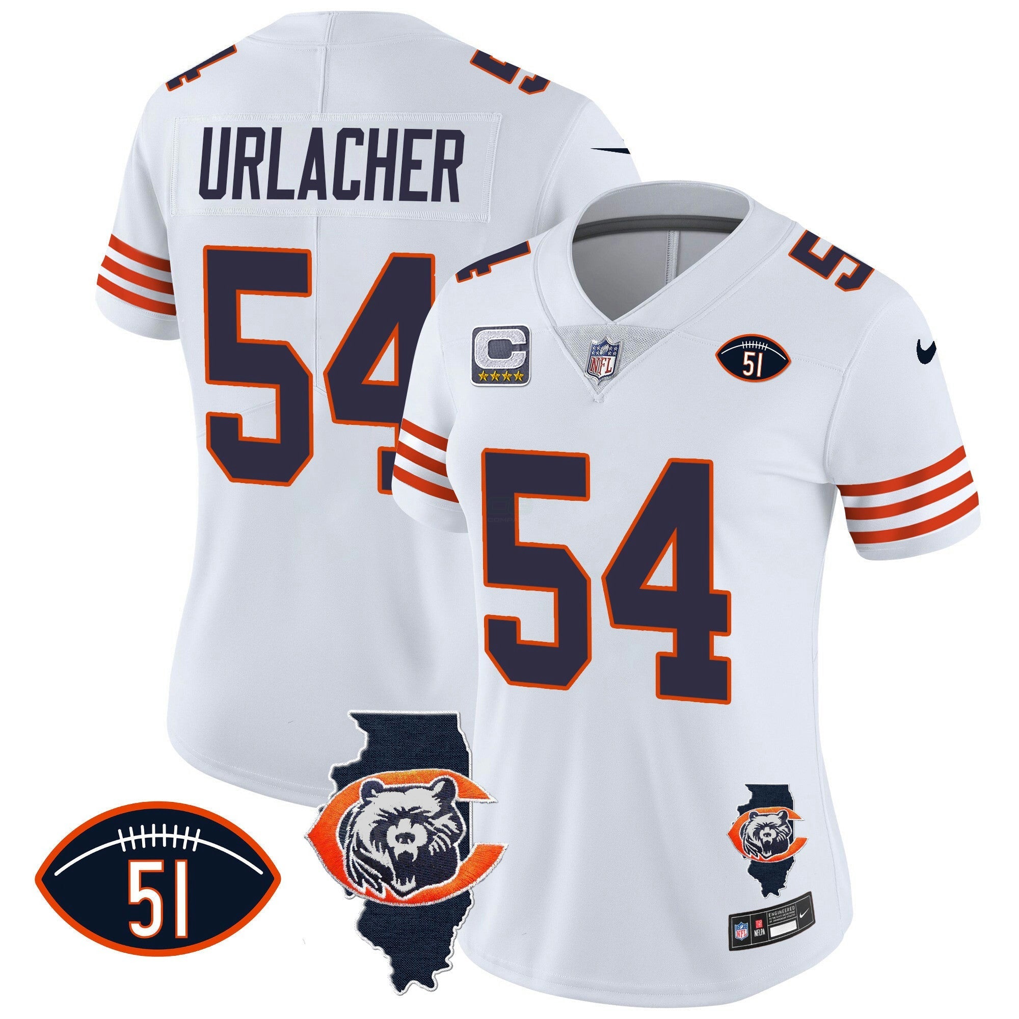 Camisa NFL Women’s Throwback Illinois Patch Vapor Jersey