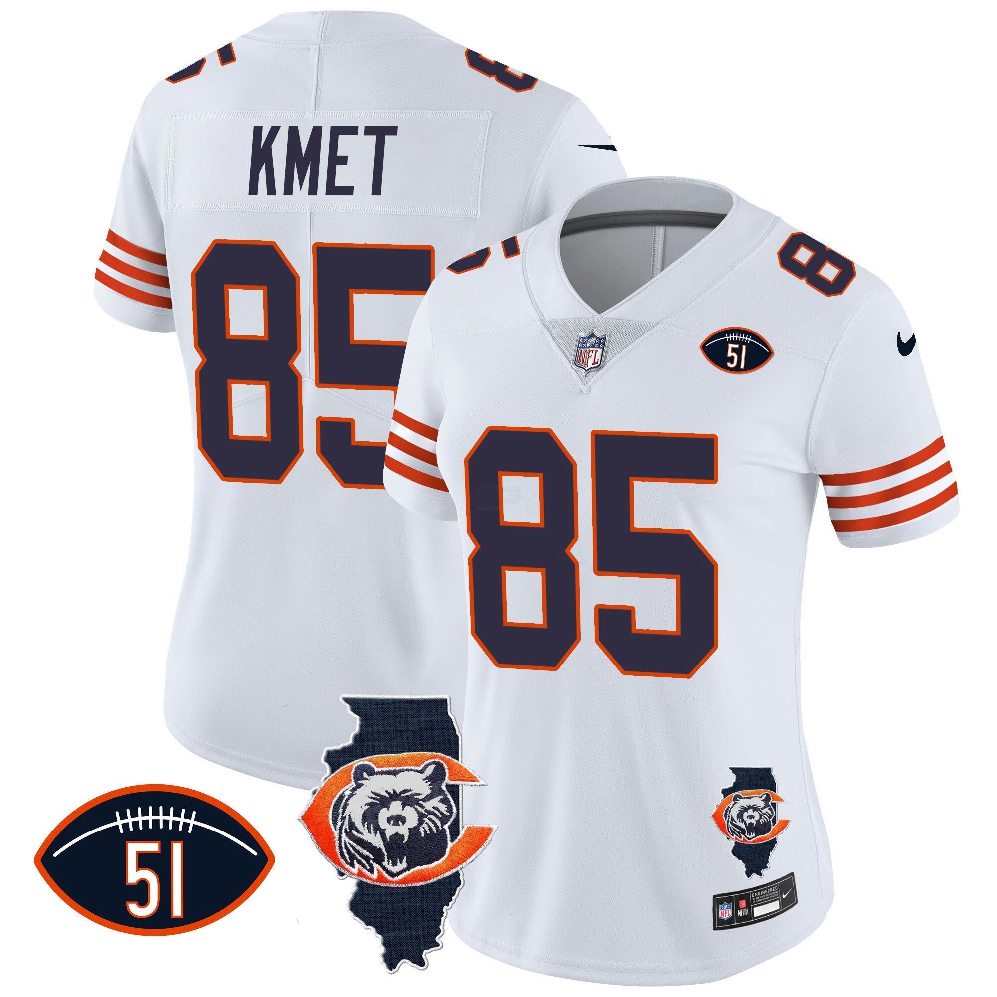 Camisa NFL Women’s Throwback Illinois Patch Vapor Jersey