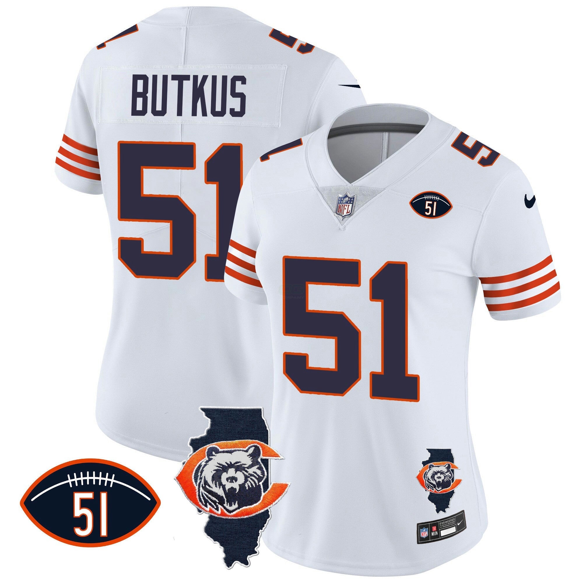 Camisa NFL Women’s Throwback Illinois Patch Vapor Jersey