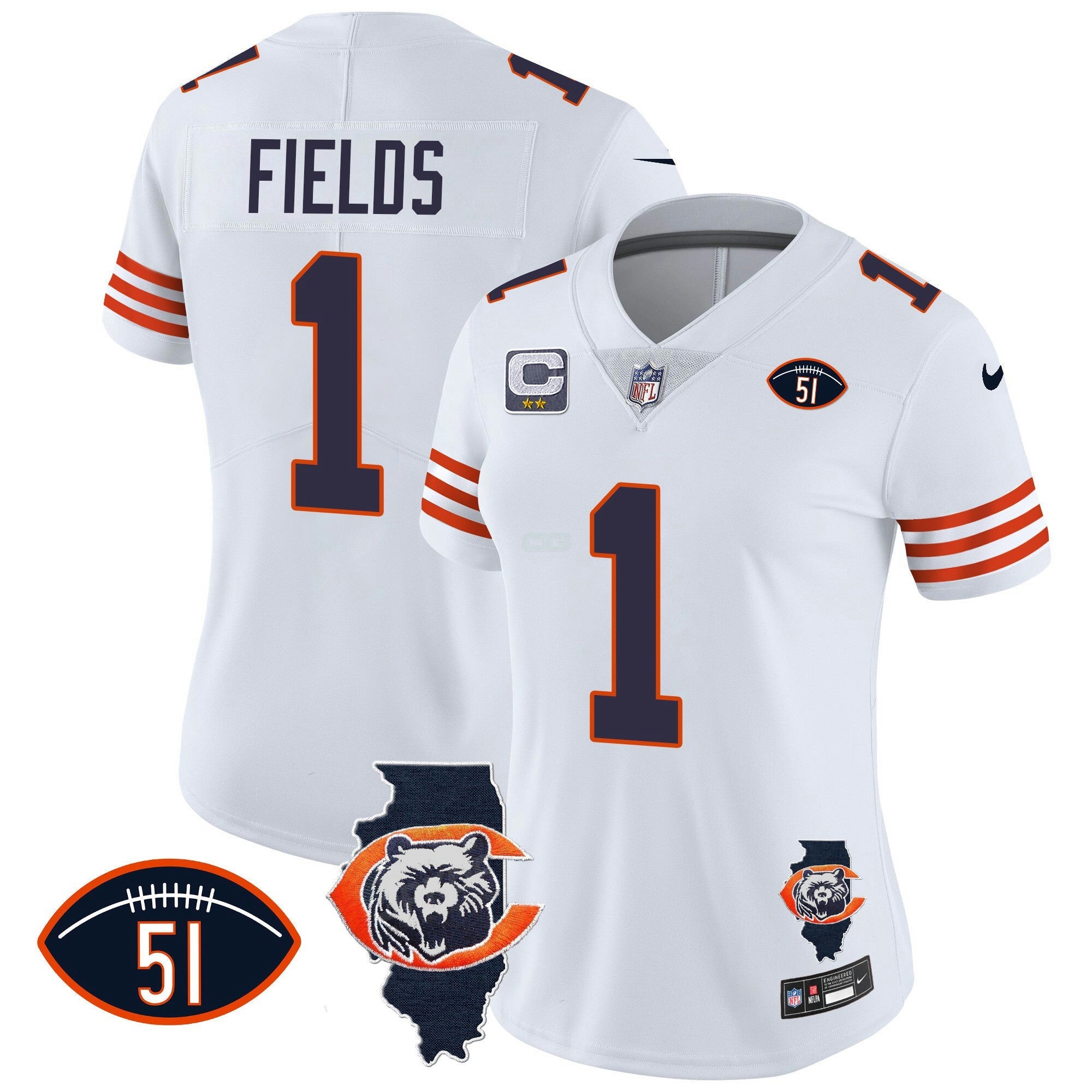 Camisa NFL Women’s Throwback Illinois Patch Vapor Jersey