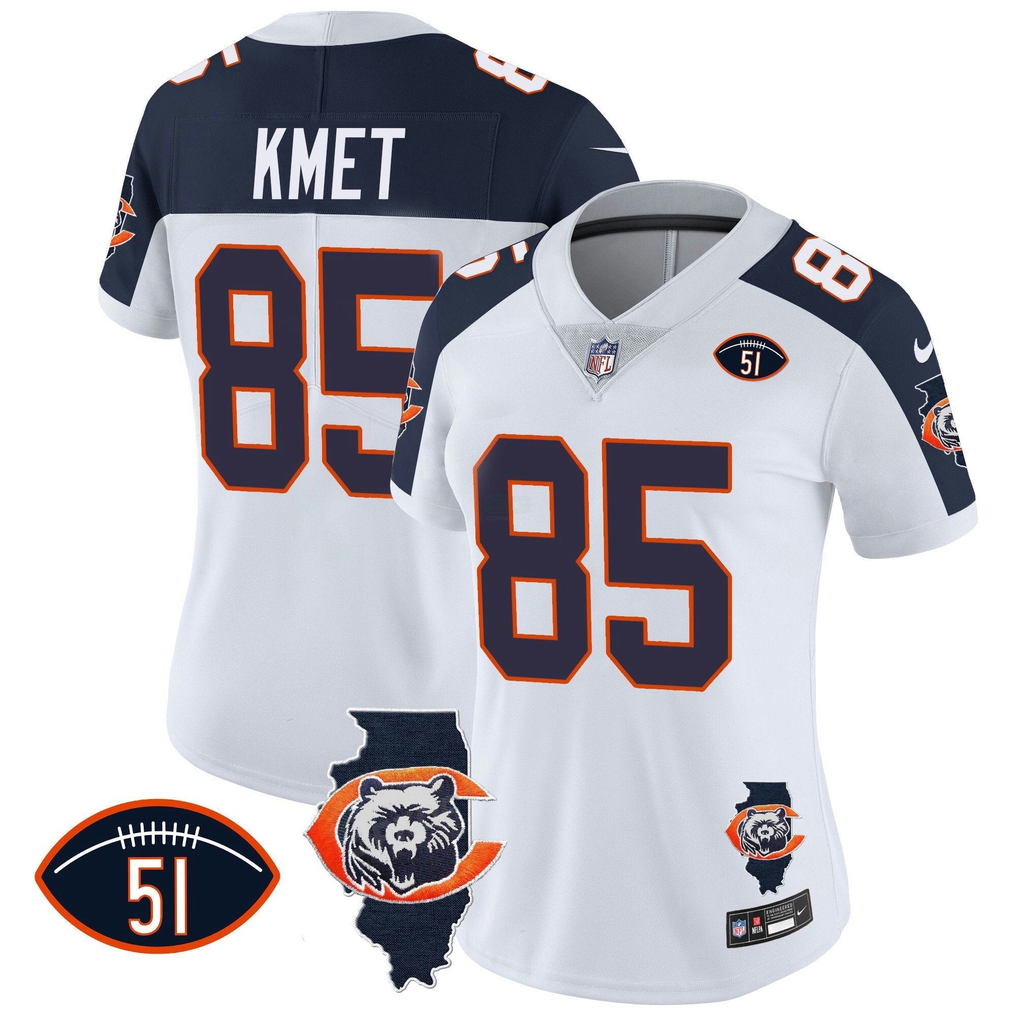 Camisa NFL Women’s Throwback Illinois Patch Vapor Jersey