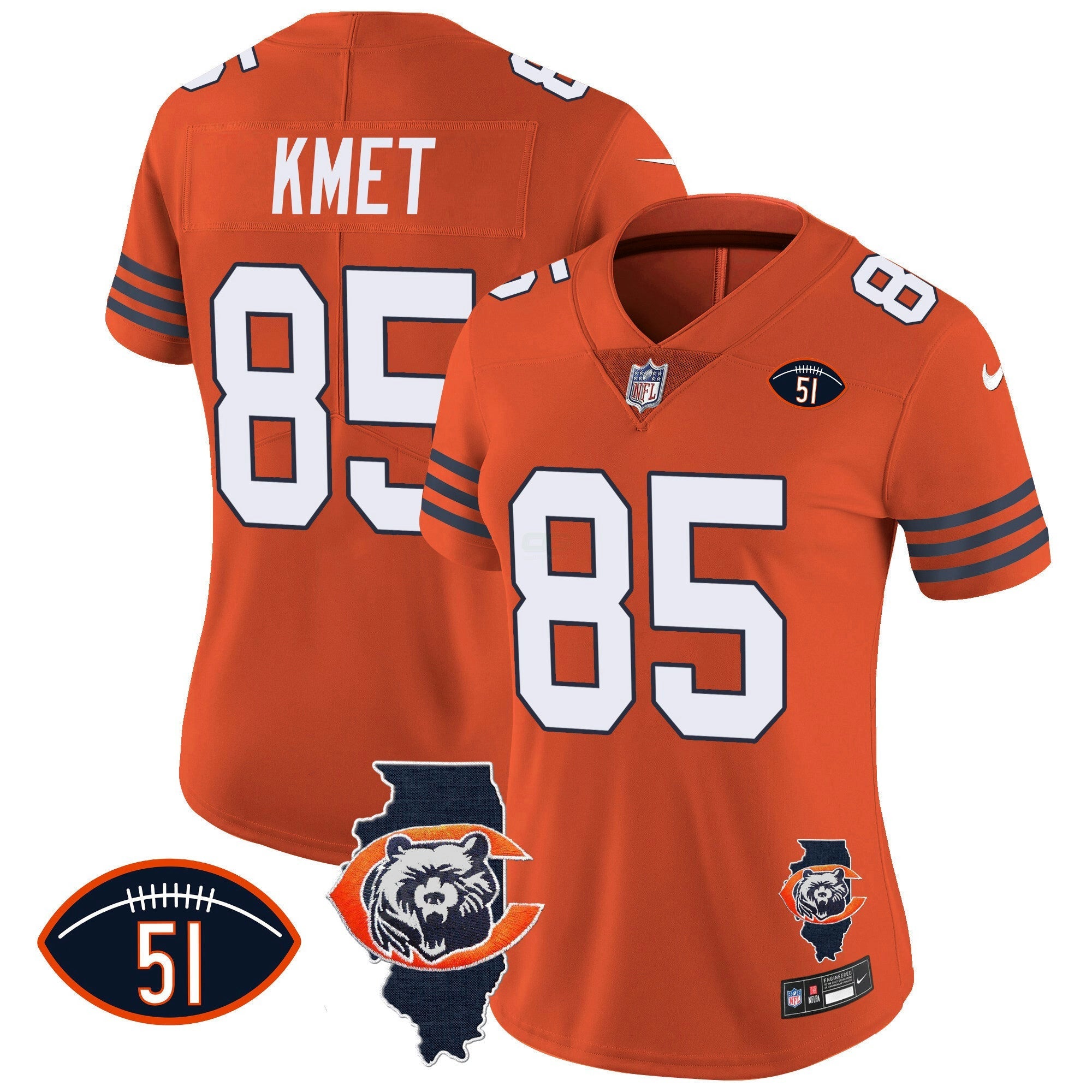 Camisa NFL Women’s Throwback Illinois Patch Vapor Jersey