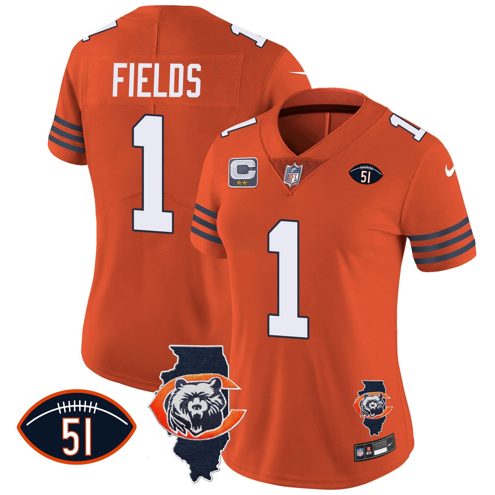 Camisa NFL Women’s Throwback Illinois Patch Vapor Jersey
