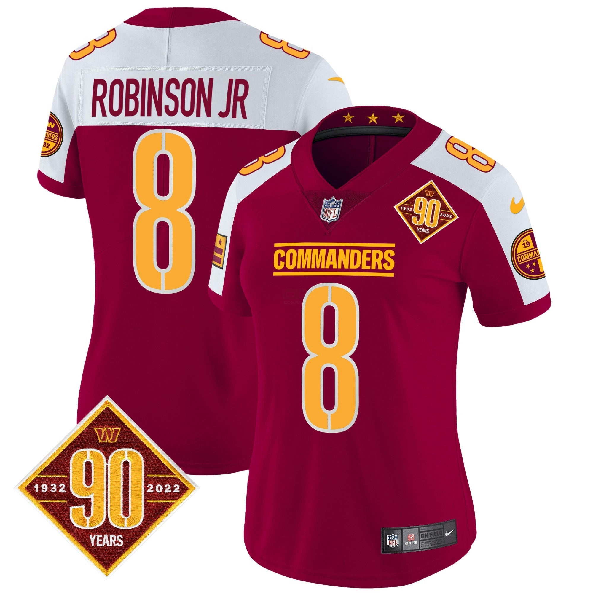 Camisa NFL Women’s Washington 90th Anniversary Patch Vapor Jersey