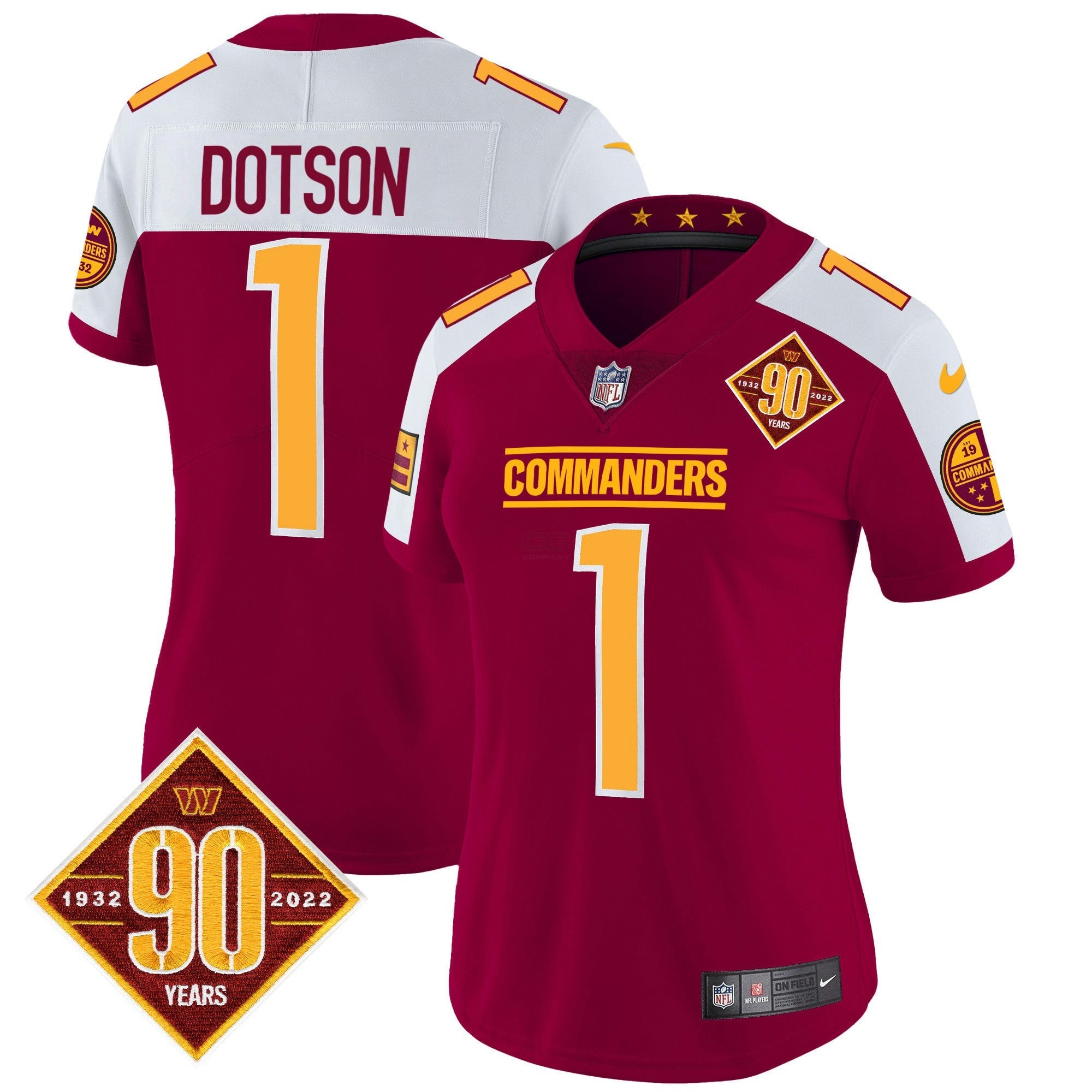 Camisa NFL Women’s Washington 90th Anniversary Patch Vapor Jersey