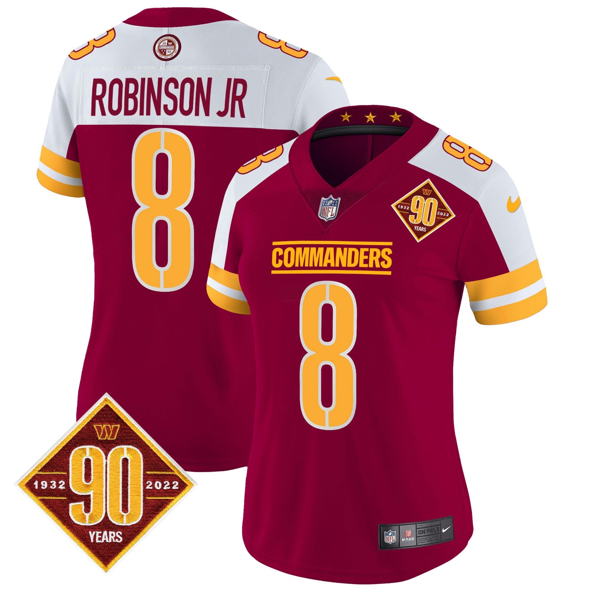 Camisa NFL Women’s Washington 90th Anniversary Patch Vapor Jersey V2