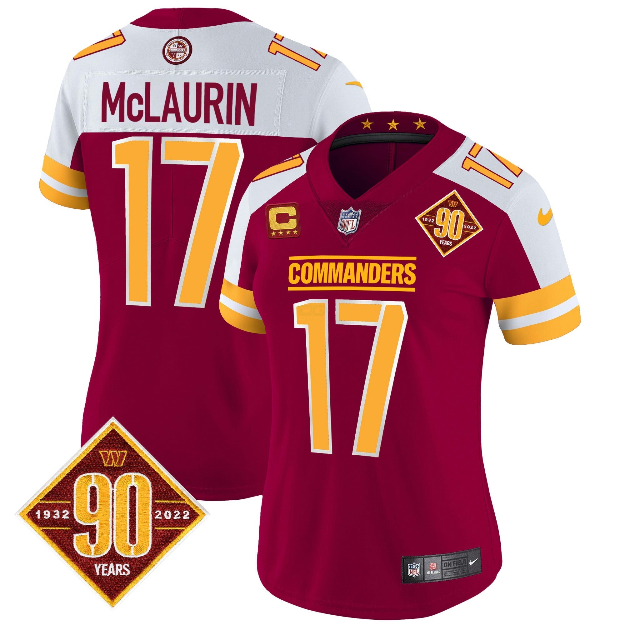 Camisa NFL Women’s Washington 90th Anniversary Patch Vapor Jersey V2