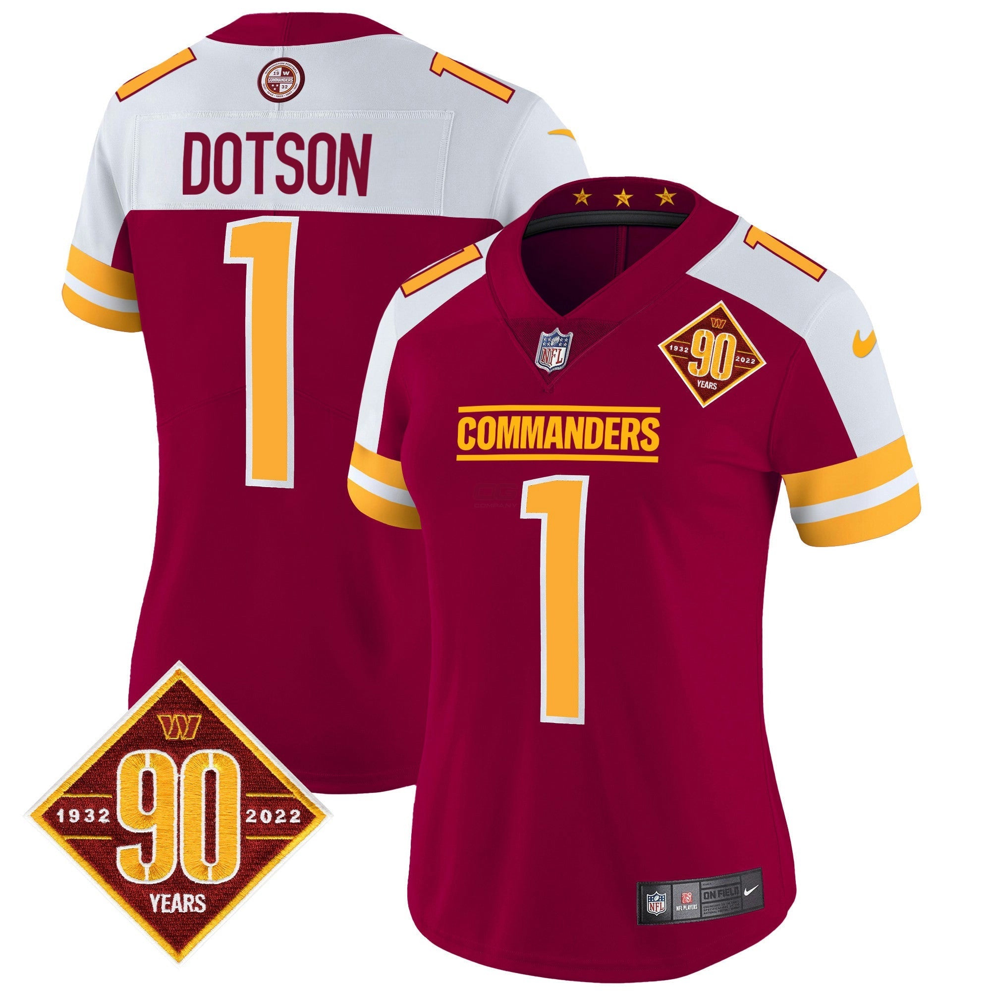 Camisa NFL Women’s Washington 90th Anniversary Patch Vapor Jersey V2