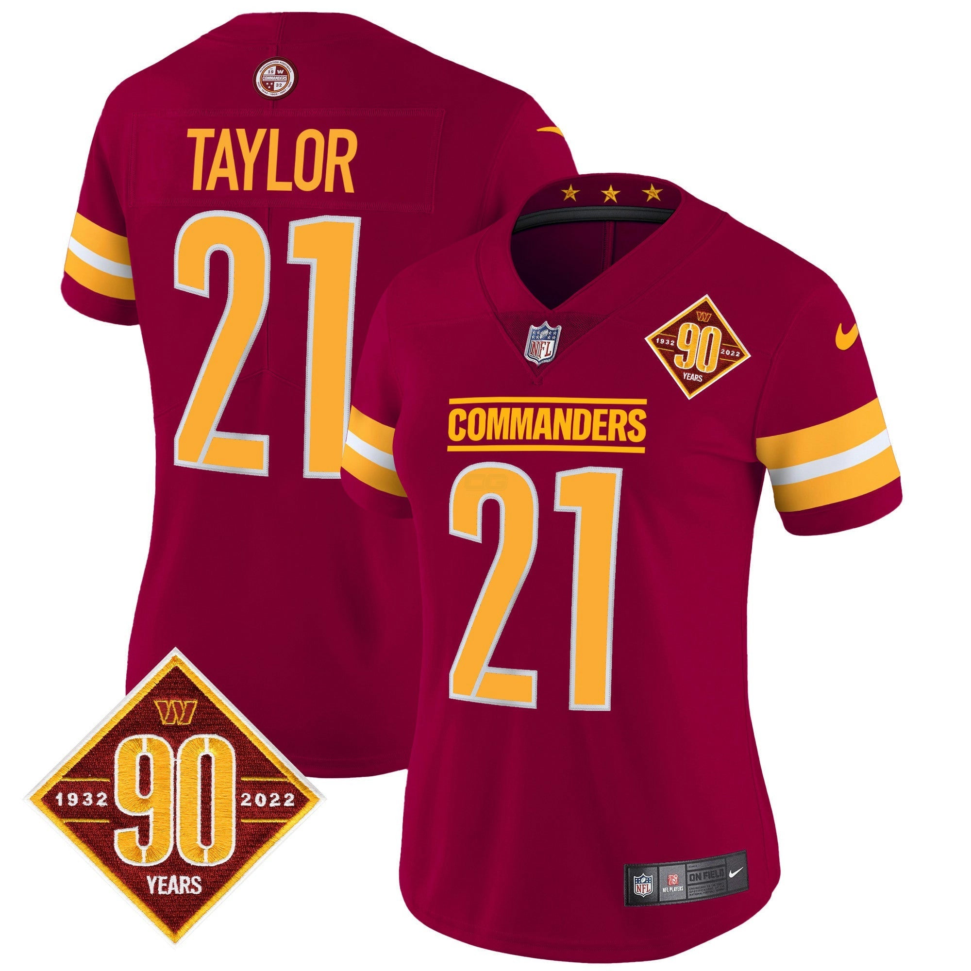 Camisa NFL Women’s Washington 90th Anniversary Patch Vapor Jersey V2