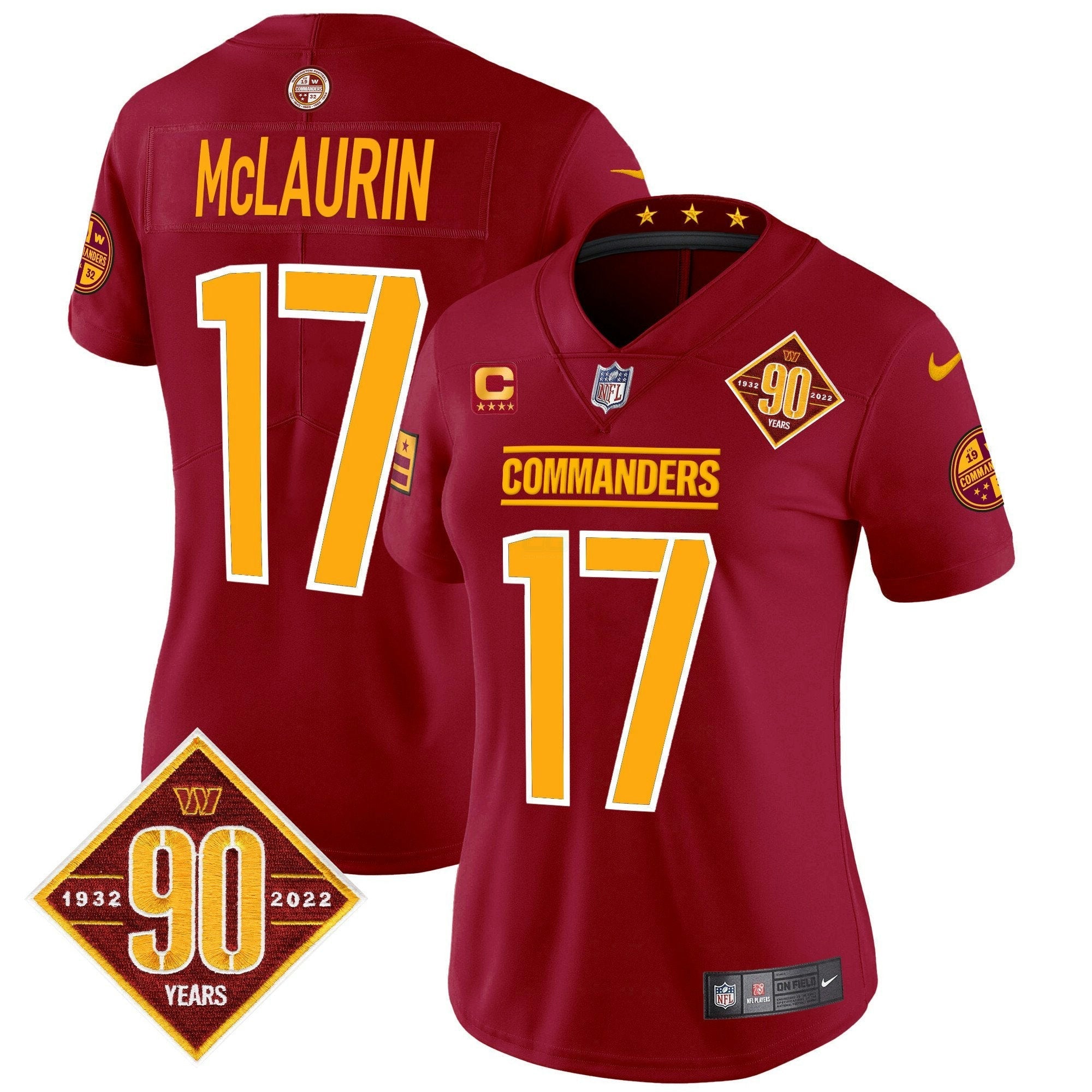 Camisa NFL Women’s Washington 90th Anniversary Patch Vapor Limited Jersey