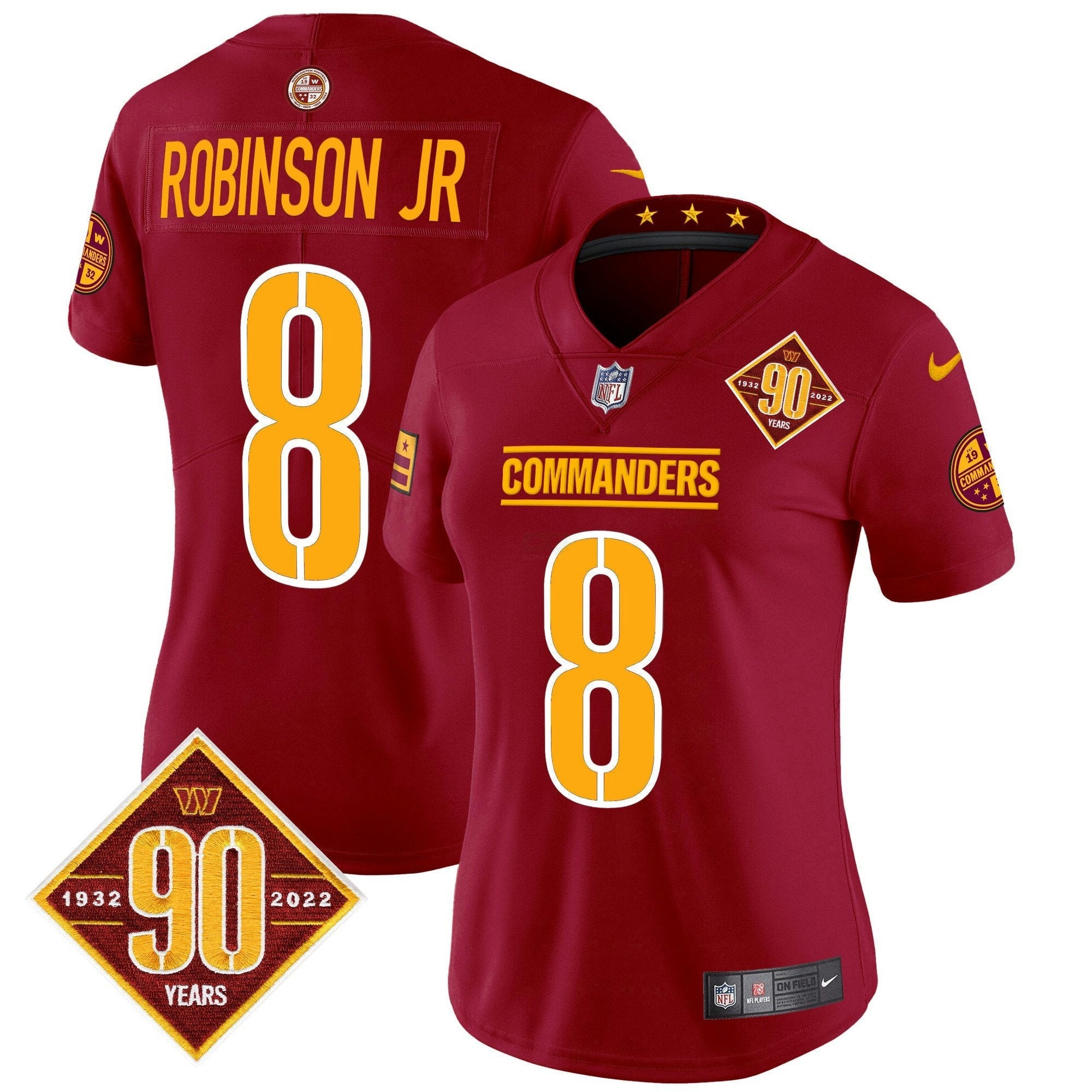 Camisa NFL Women’s Washington 90th Anniversary Patch Vapor Limited Jersey