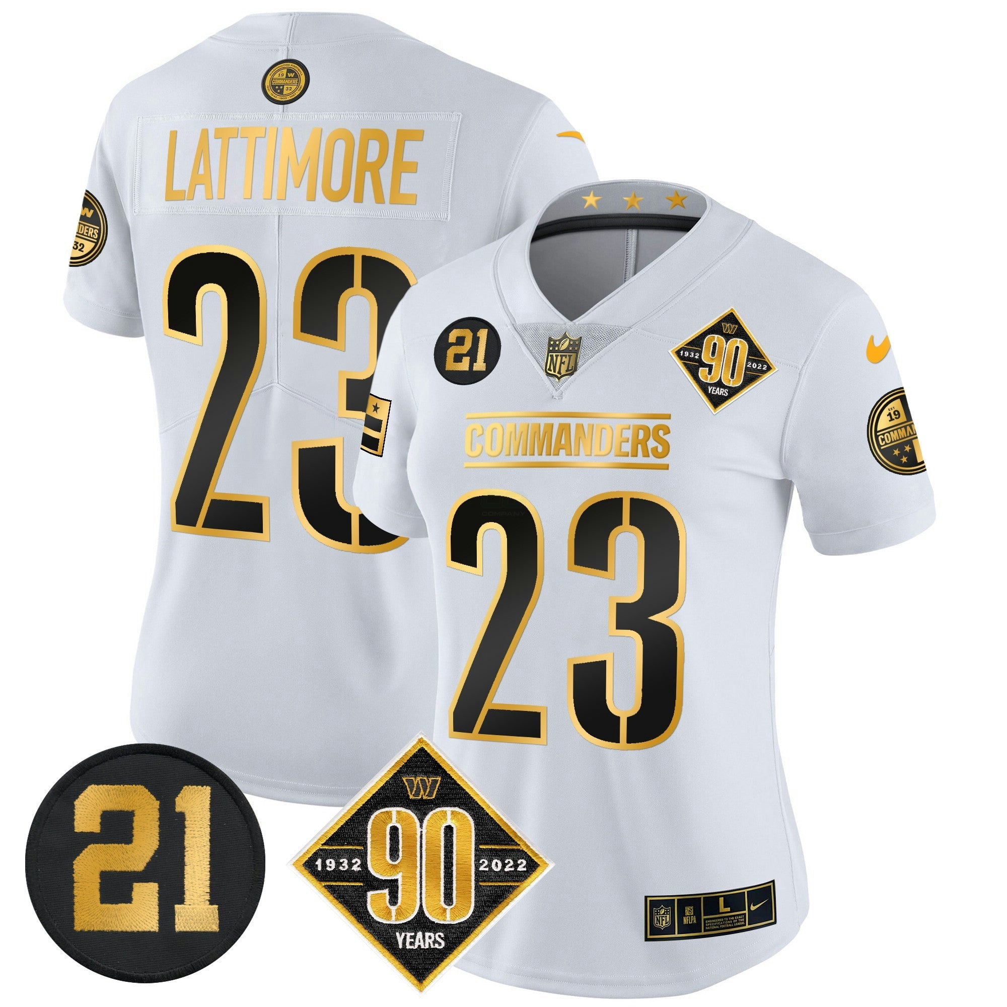 Camisa NFL Women’s Washington 90th & Sean Taylor Patch Dourada Vapor Limited Jersey