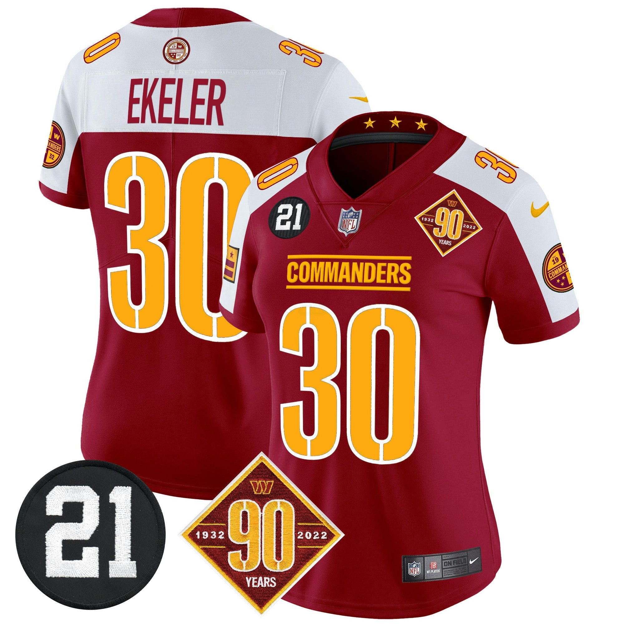 Camisa NFL Women’s Washington 90th & Sean Taylor Patch Vapor Limited Jersey