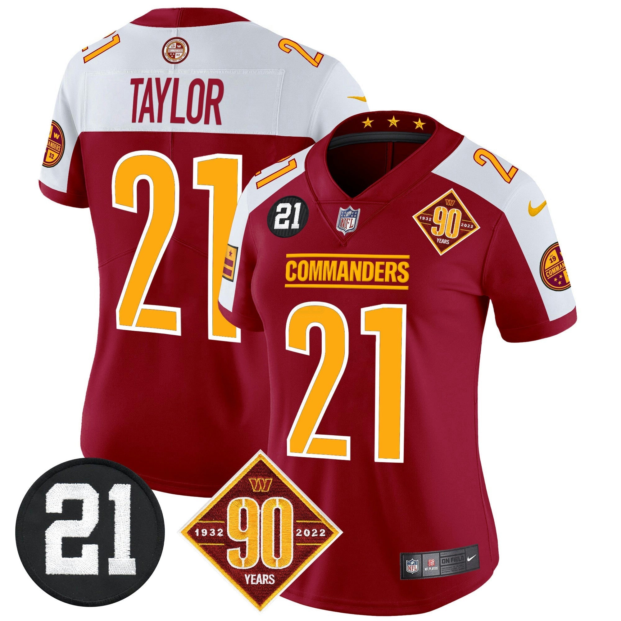Camisa NFL Women’s Washington 90th & Sean Taylor Patch Vapor Limited Jersey