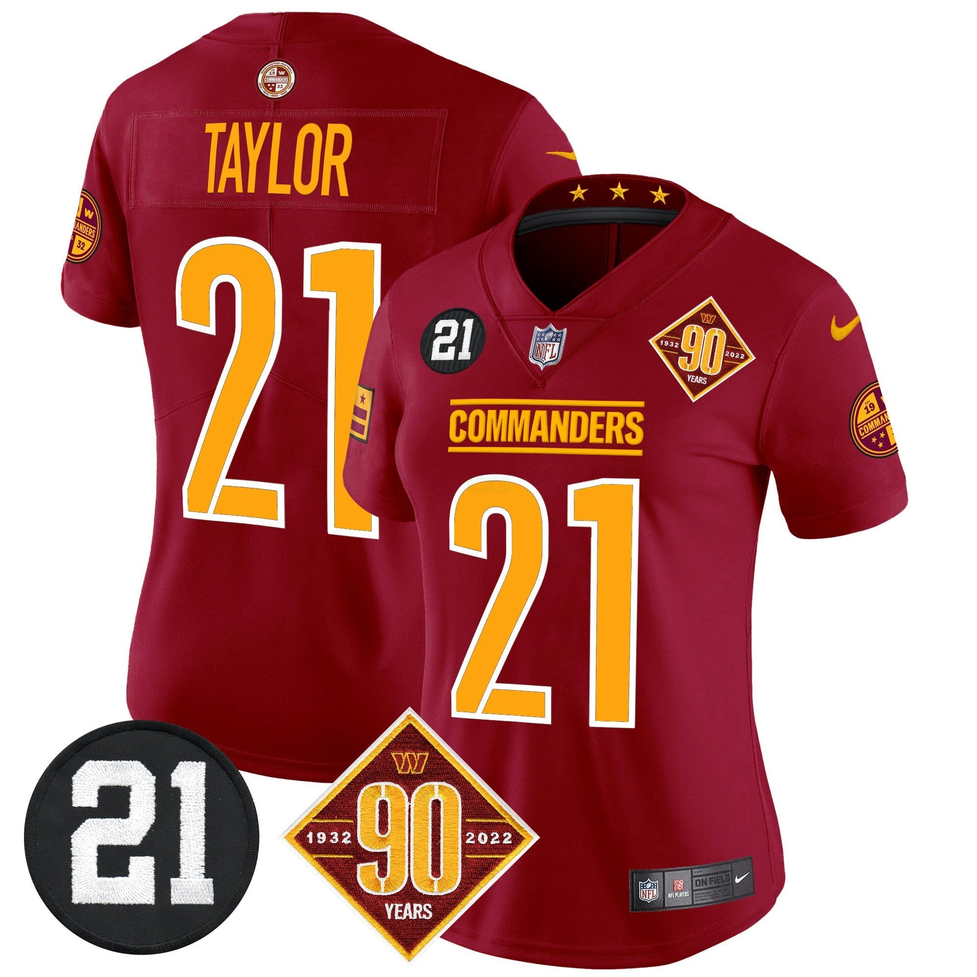 Camisa NFL Women’s Washington 90th & Sean Taylor Patch Vapor Limited Jersey
