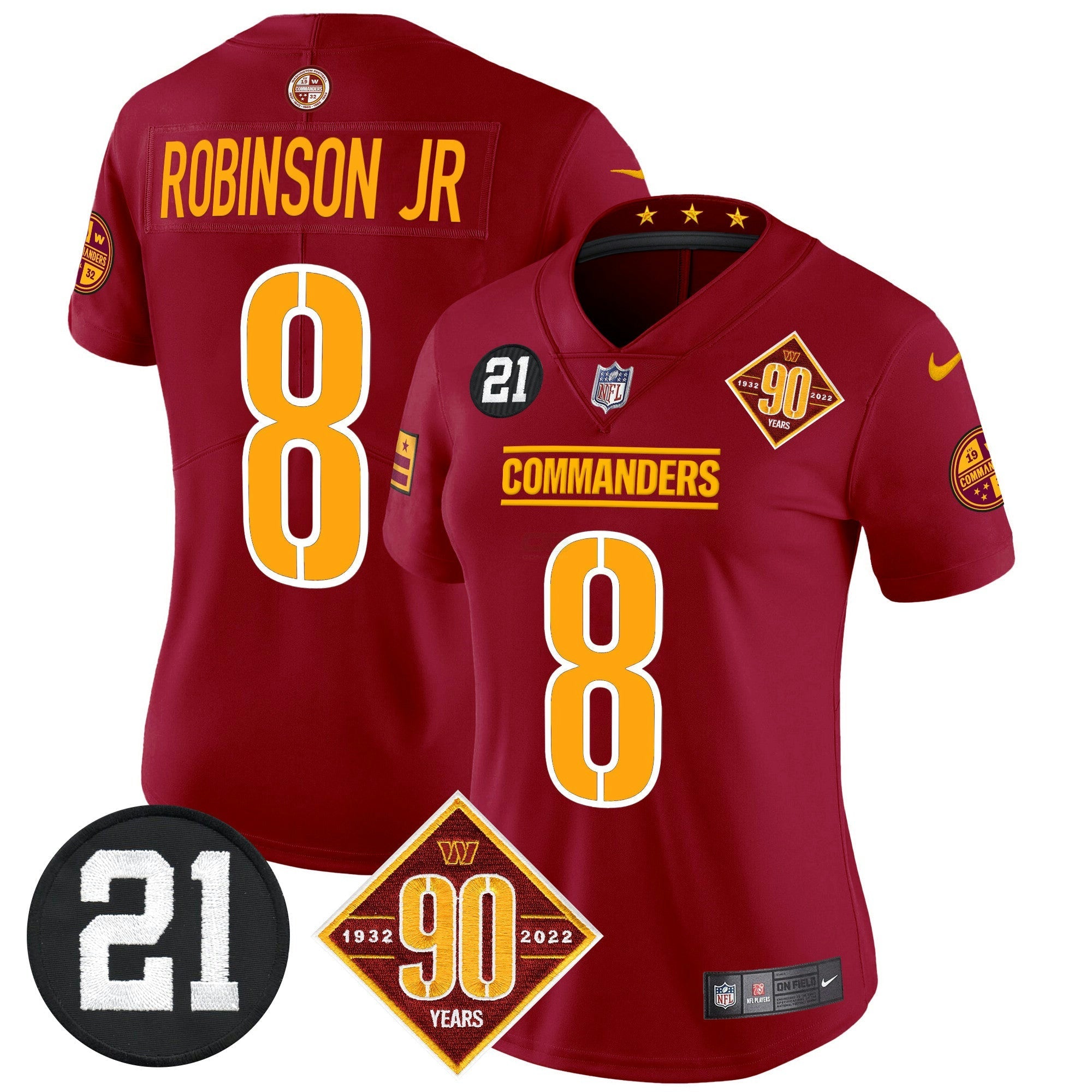 Camisa NFL Women’s Washington 90th & Sean Taylor Patch Vapor Limited Jersey
