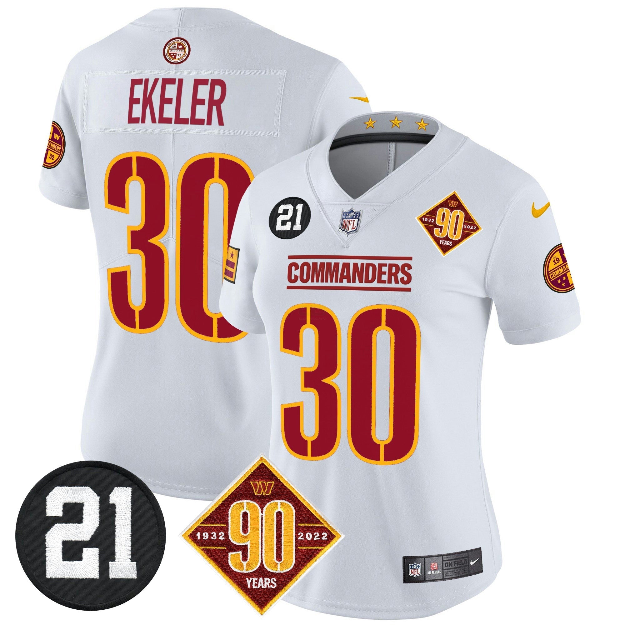 Camisa NFL Women’s Washington 90th & Sean Taylor Patch Vapor Limited Jersey