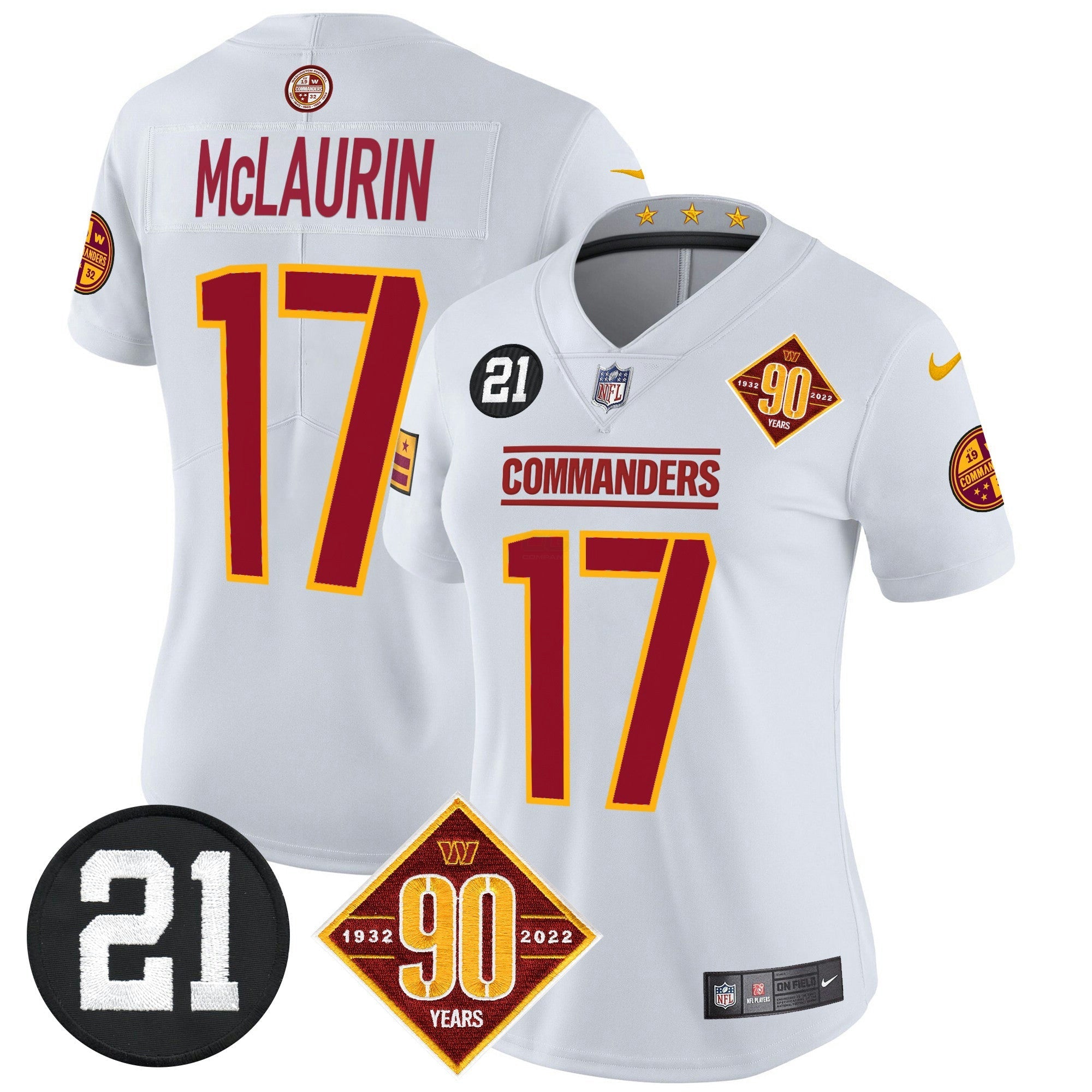 Camisa NFL Women’s Washington 90th & Sean Taylor Patch Vapor Limited Jersey