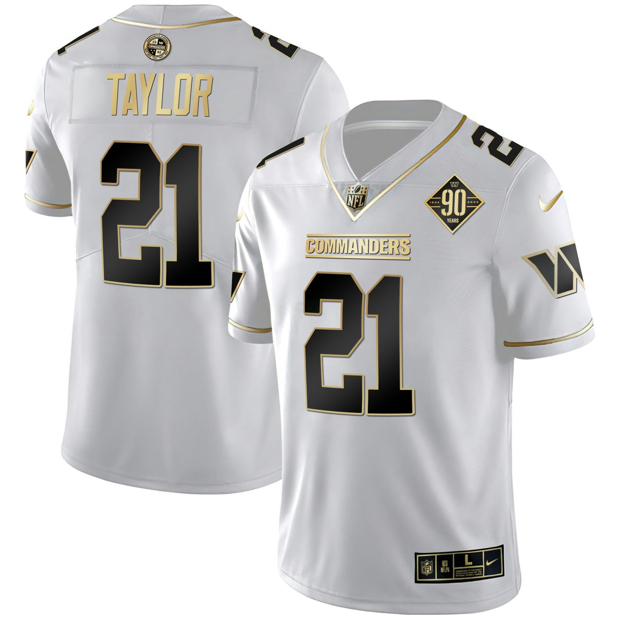 Camisa NFL Women’s Washington Branca Dourada & Preta Dourada Vapor Limited Jersey