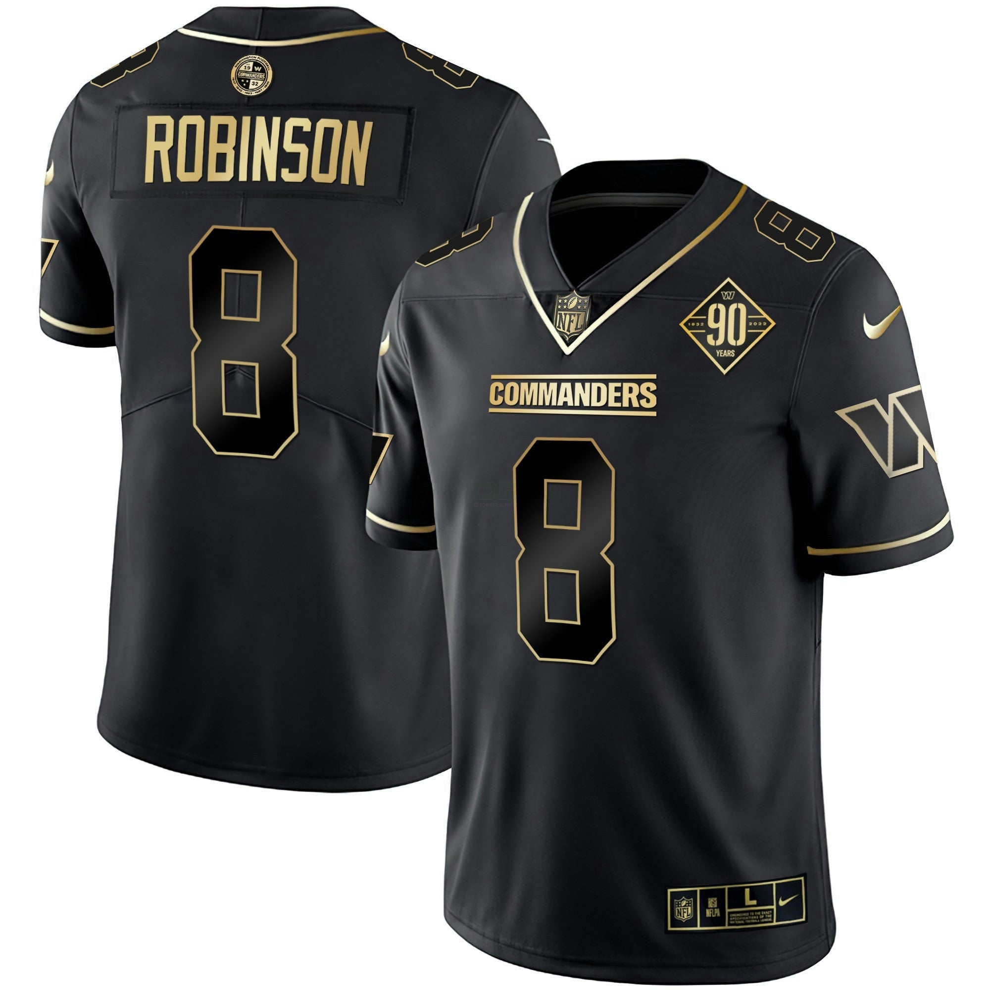 Camisa NFL Women’s Washington Branca Dourada & Preta Dourada Vapor Limited Jersey