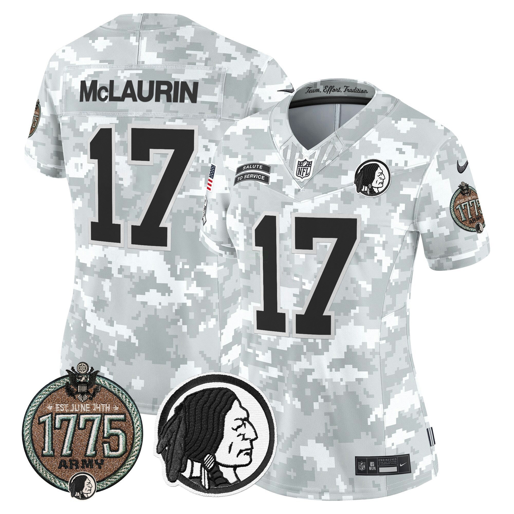 Camisa NFL Women’s Washington Redskins 2024 Salute to Service Establishment Year Patch Vapor Limited Jersey