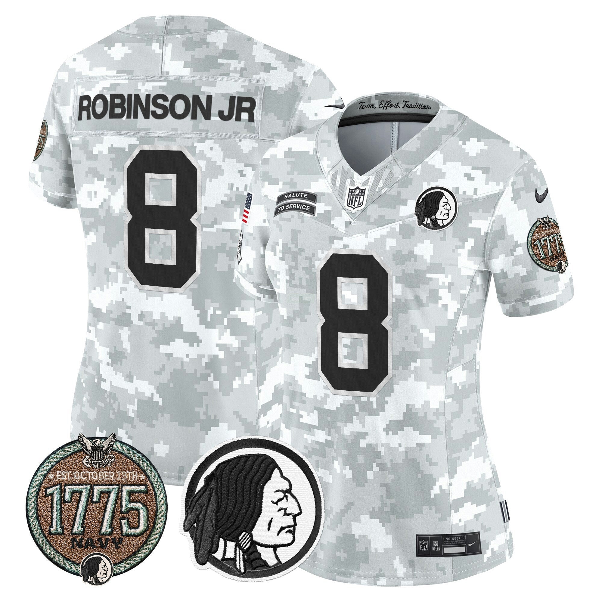 Camisa NFL Women’s Washington Redskins 2024 Salute to Service Establishment Year Patch Vapor Limited Jersey
