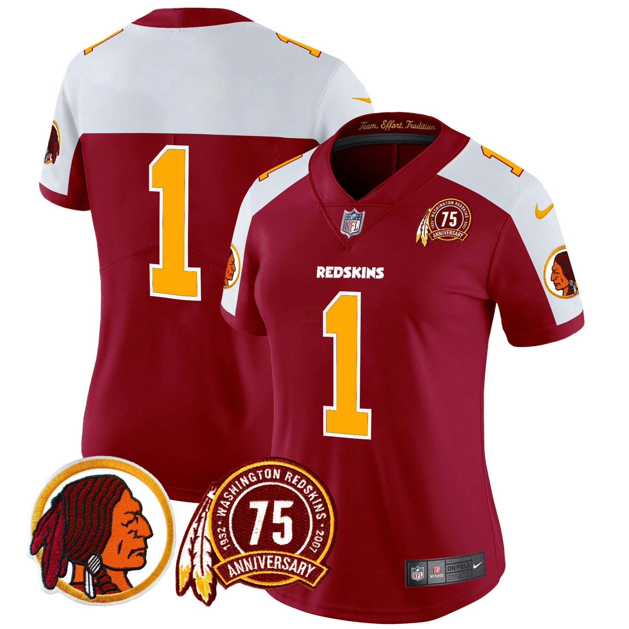 Camisa NFL Women’s Washington Redskins 75th Patch Throwback Vapor Limited Jersey