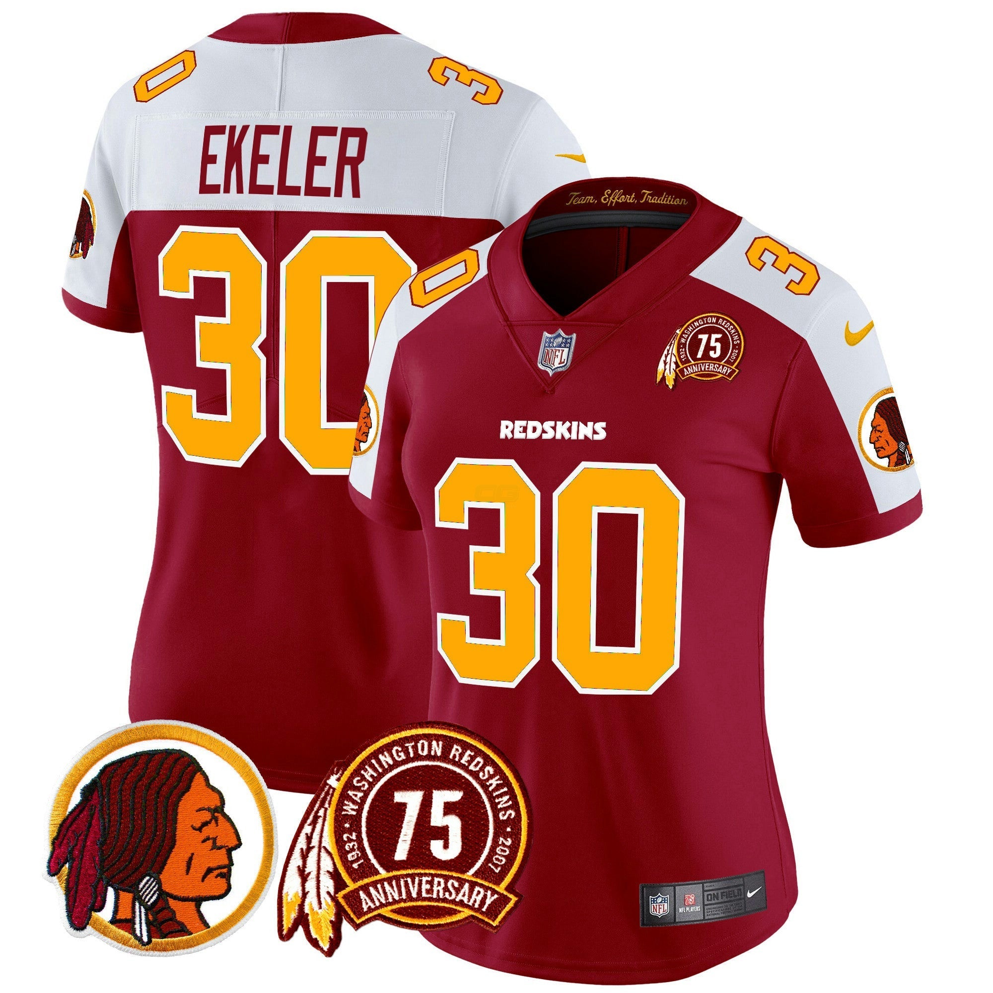Camisa NFL Women’s Washington Redskins 75th Patch Throwback Vapor Limited Jersey