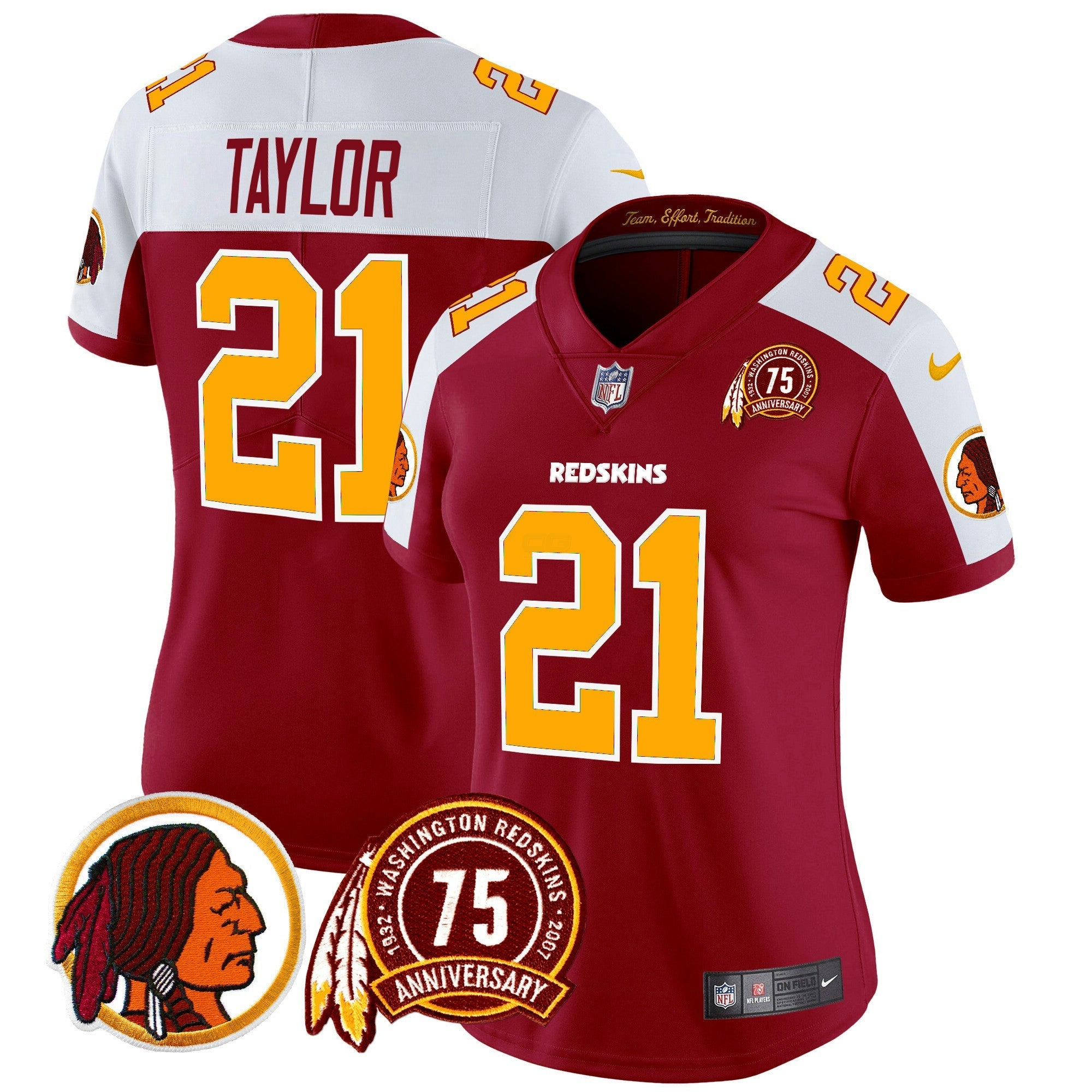 Camisa NFL Women’s Washington Redskins 75th Patch Throwback Vapor Limited Jersey