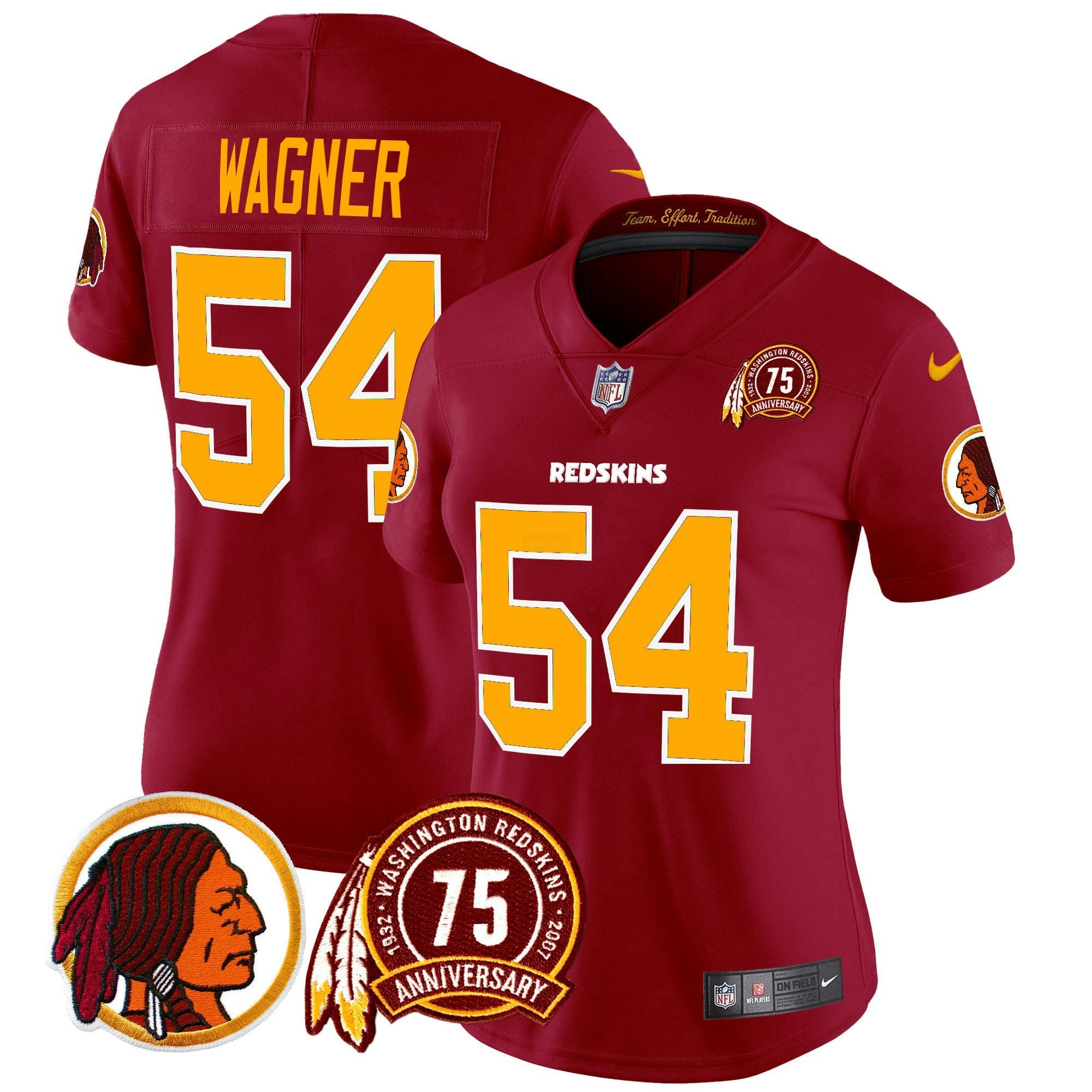 Camisa NFL Women’s Washington Redskins 75th Patch Throwback Vapor Limited Jersey