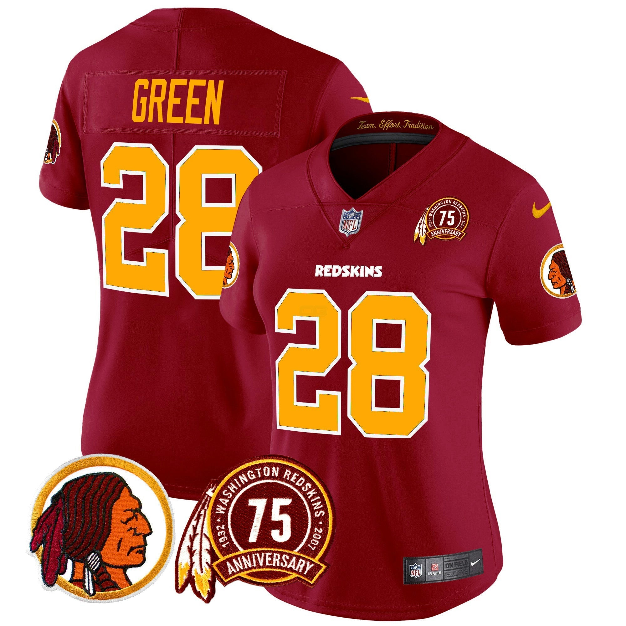 Camisa NFL Women’s Washington Redskins 75th Patch Throwback Vapor Limited Jersey