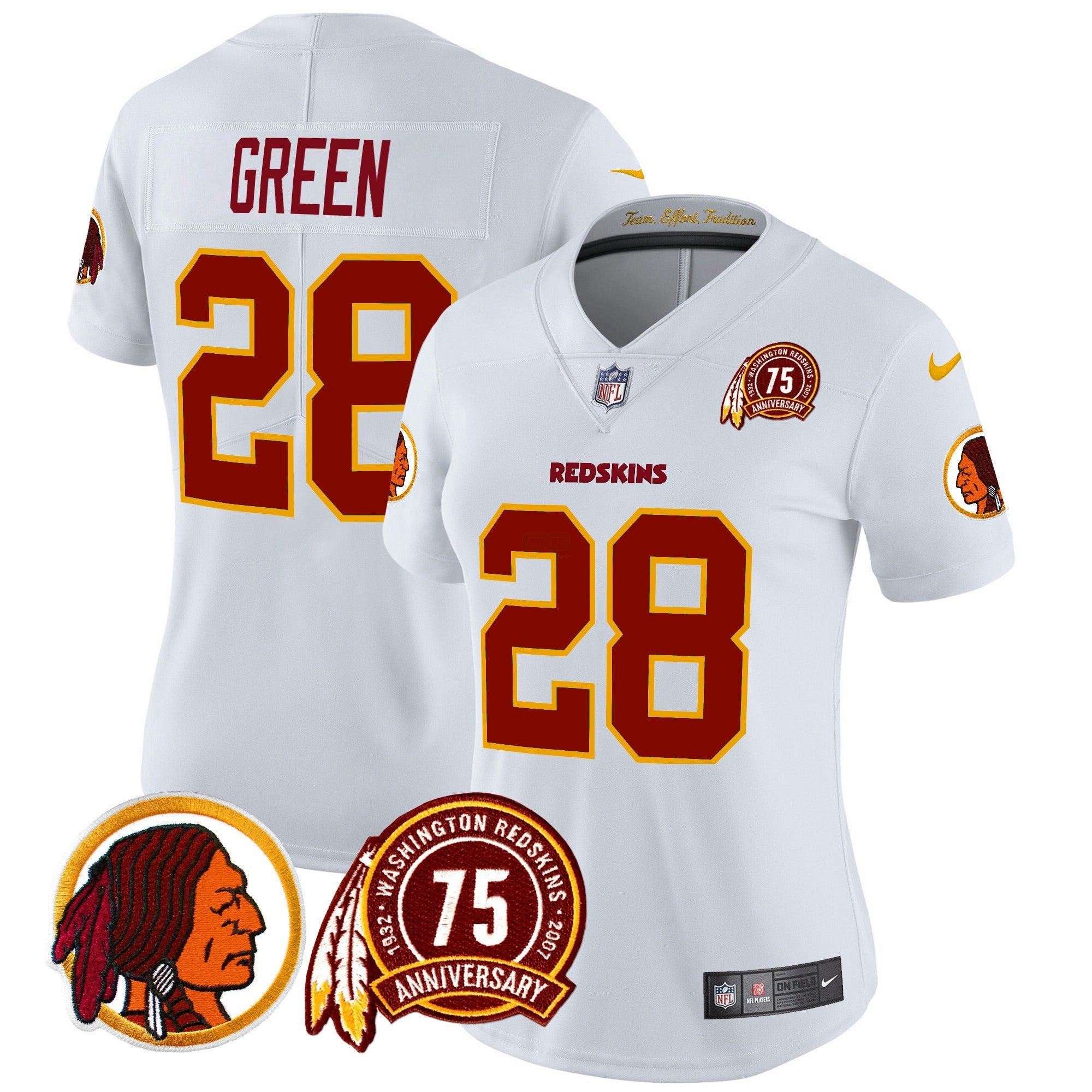 Camisa NFL Women’s Washington Redskins 75th Patch Throwback Vapor Limited Jersey