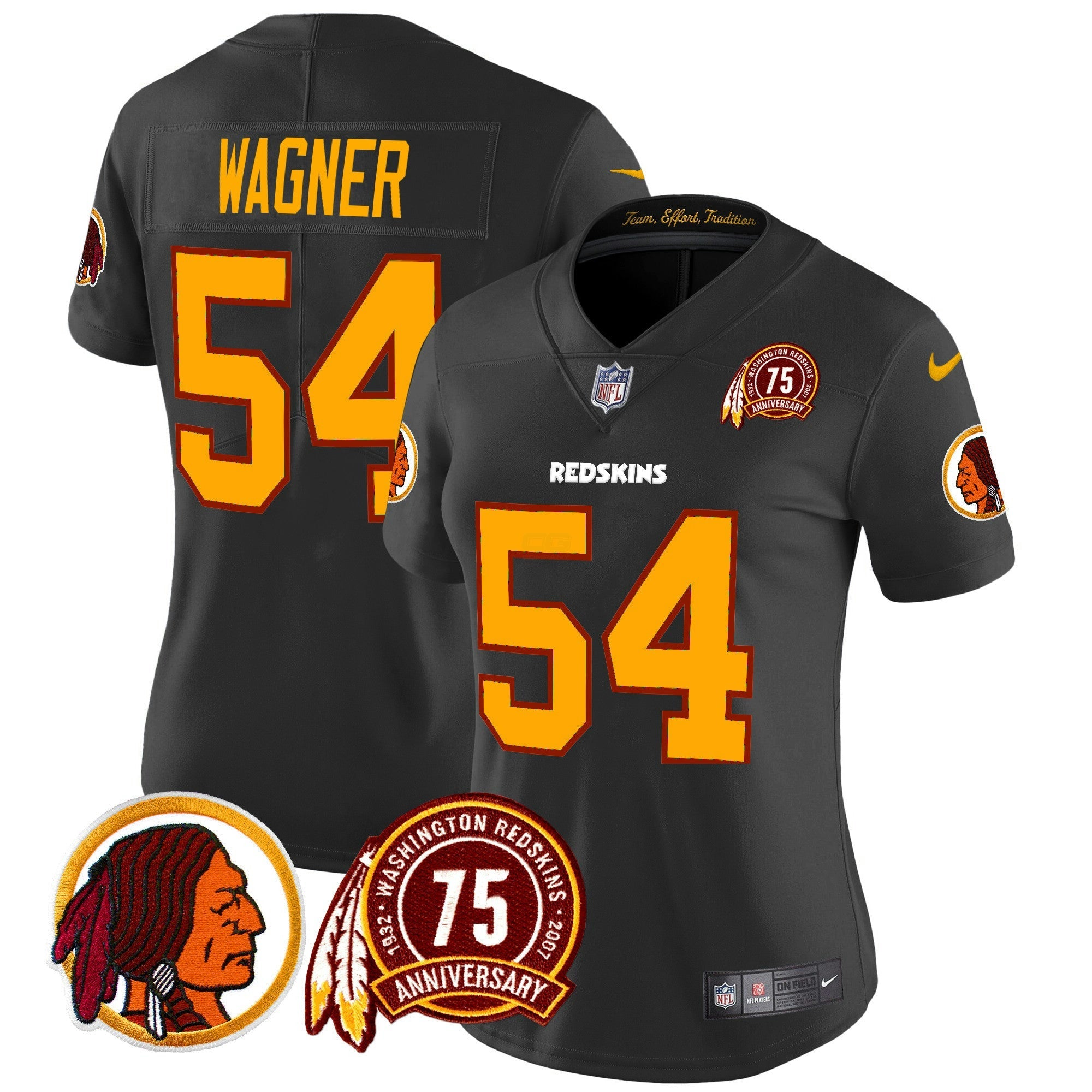 Camisa NFL Women’s Washington Redskins 75th Patch Throwback Vapor Limited Jersey