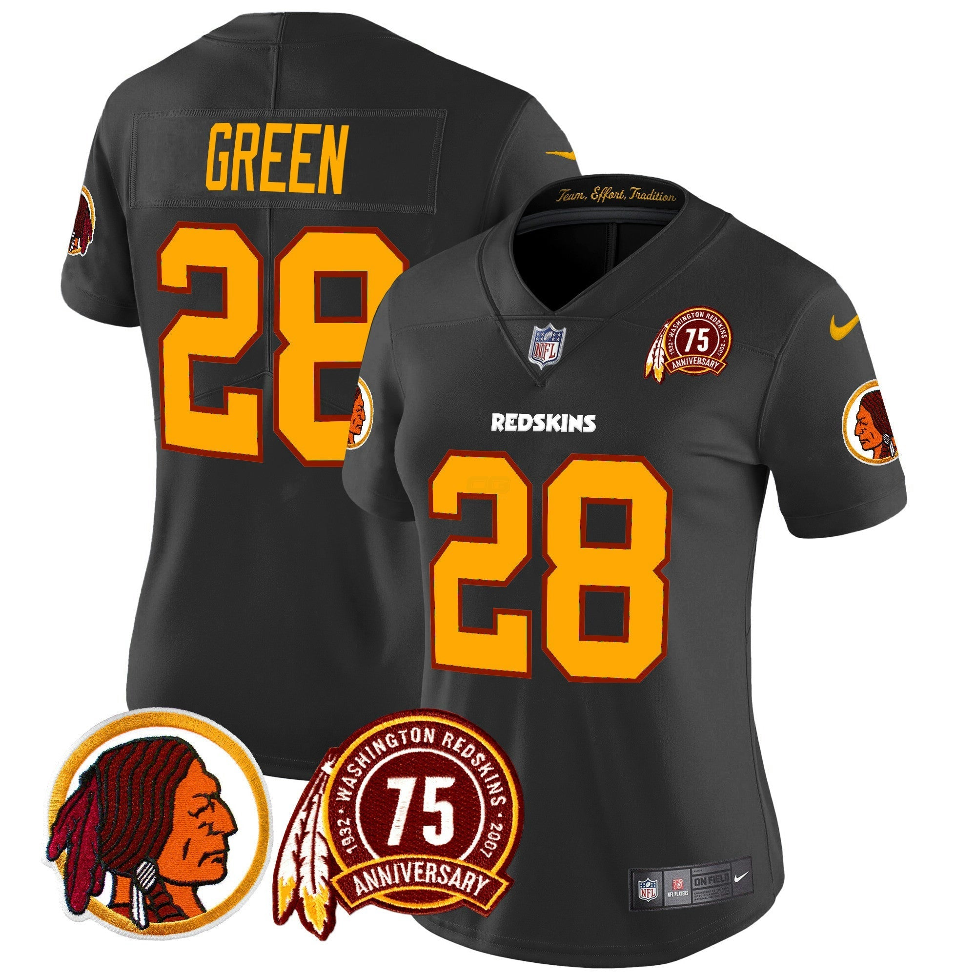 Camisa NFL Women’s Washington Redskins 75th Patch Throwback Vapor Limited Jersey