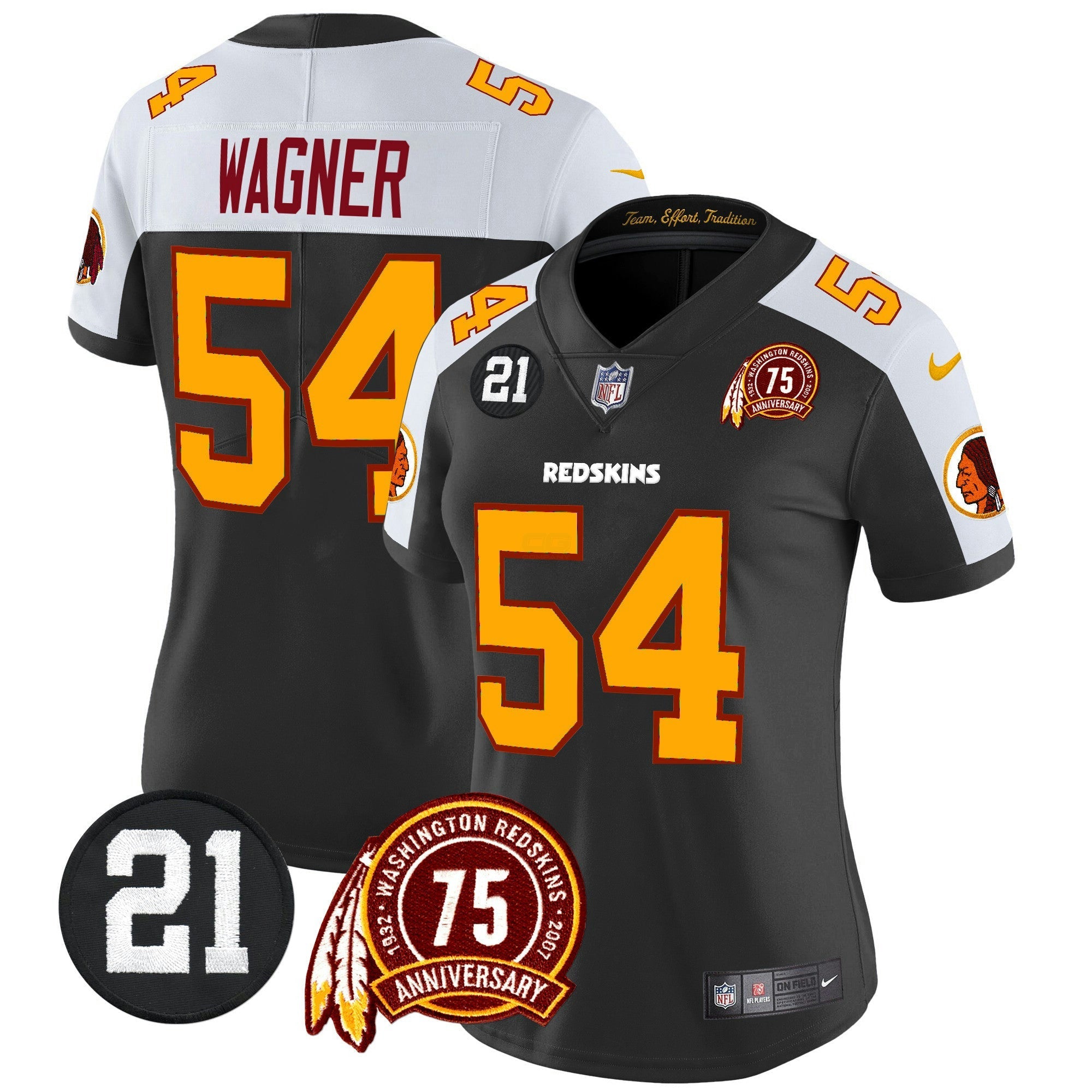 Camisa NFL Women’s Washington Redskins 75th & Sean Taylor Patch Vapor Limited Jersey