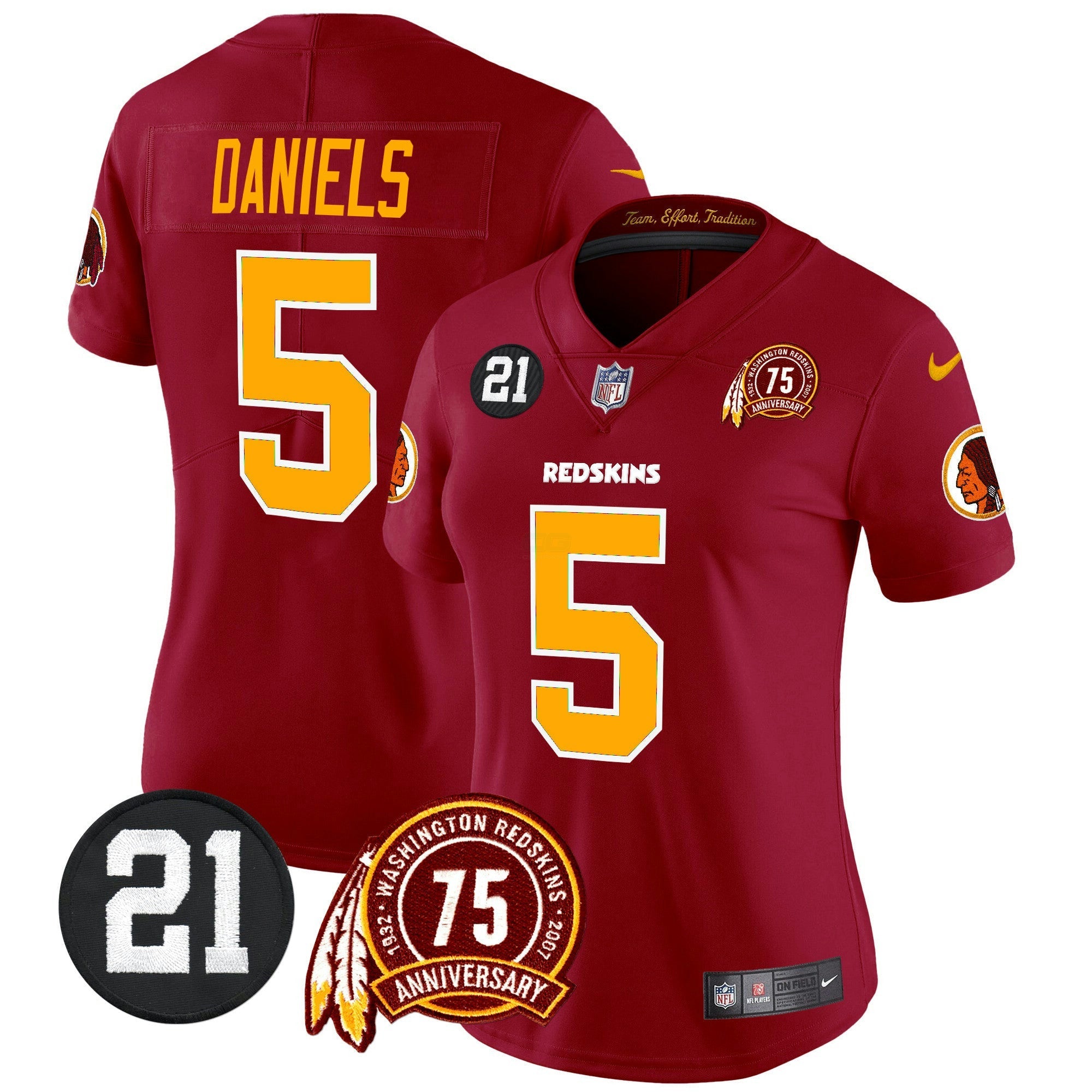 Camisa NFL Women’s Washington Redskins 75th & Sean Taylor Patch Vapor Limited Jersey