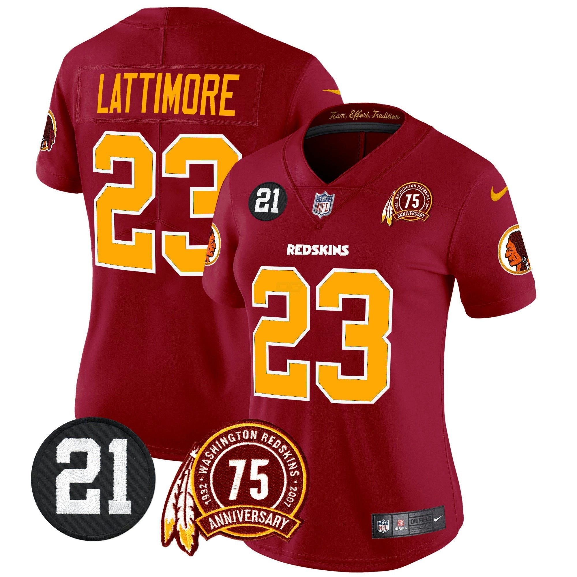 Camisa NFL Women’s Washington Redskins 75th & Sean Taylor Patch Vapor Limited Jersey