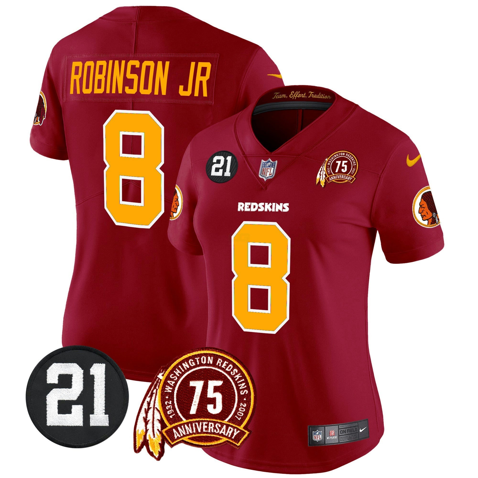 Camisa NFL Women’s Washington Redskins 75th & Sean Taylor Patch Vapor Limited Jersey