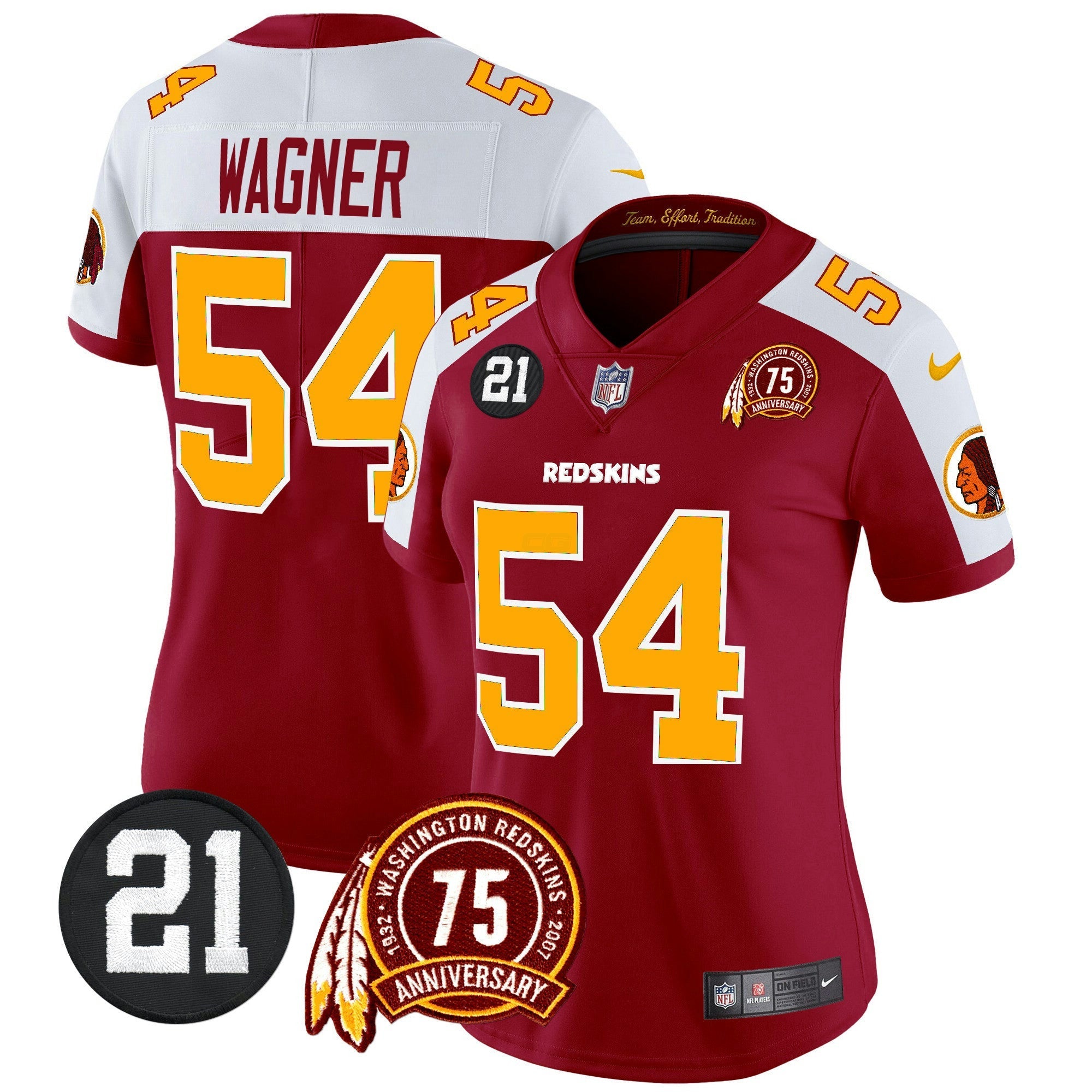 Camisa NFL Women’s Washington Redskins 75th & Sean Taylor Patch Vapor Limited Jersey
