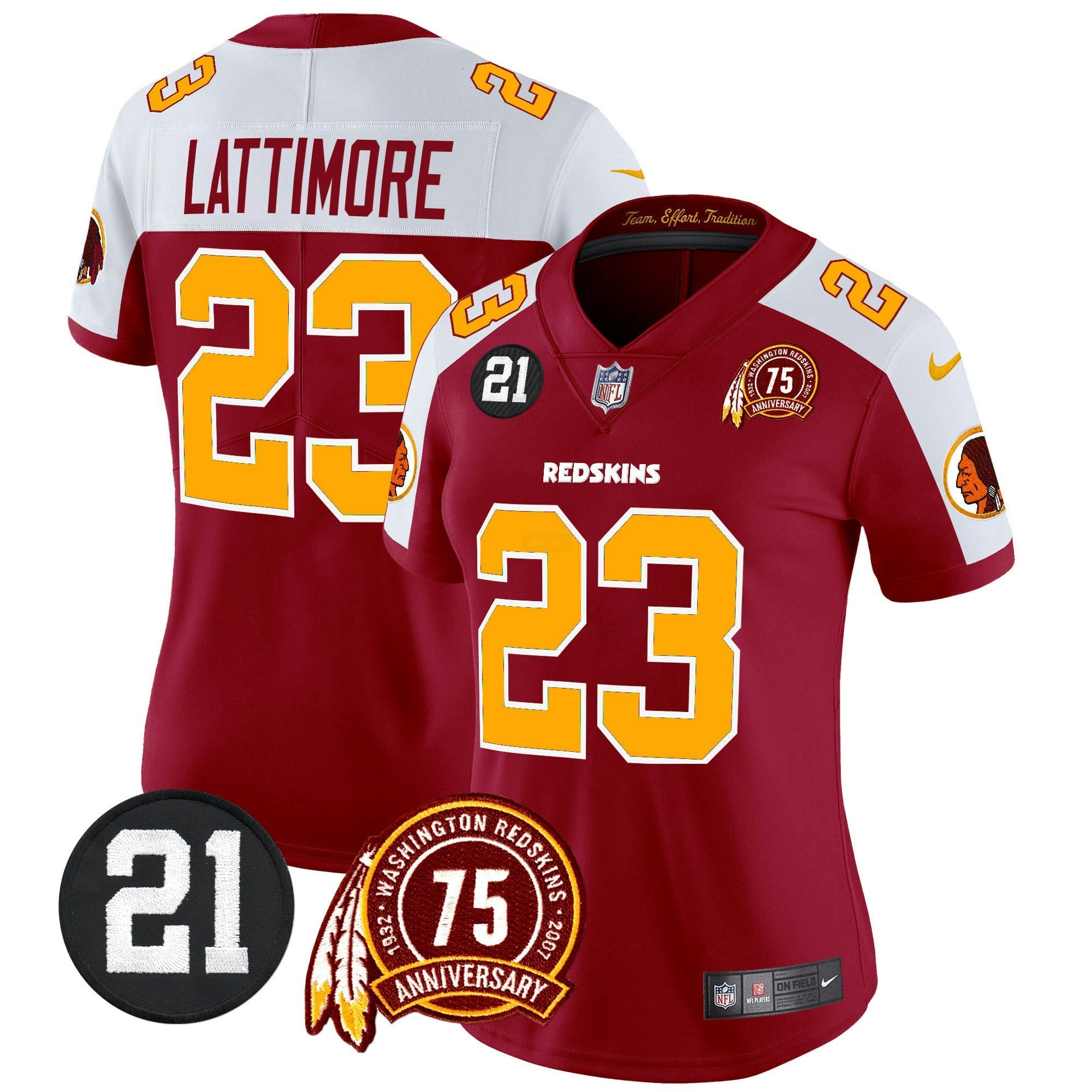 Camisa NFL Women’s Washington Redskins 75th & Sean Taylor Patch Vapor Limited Jersey