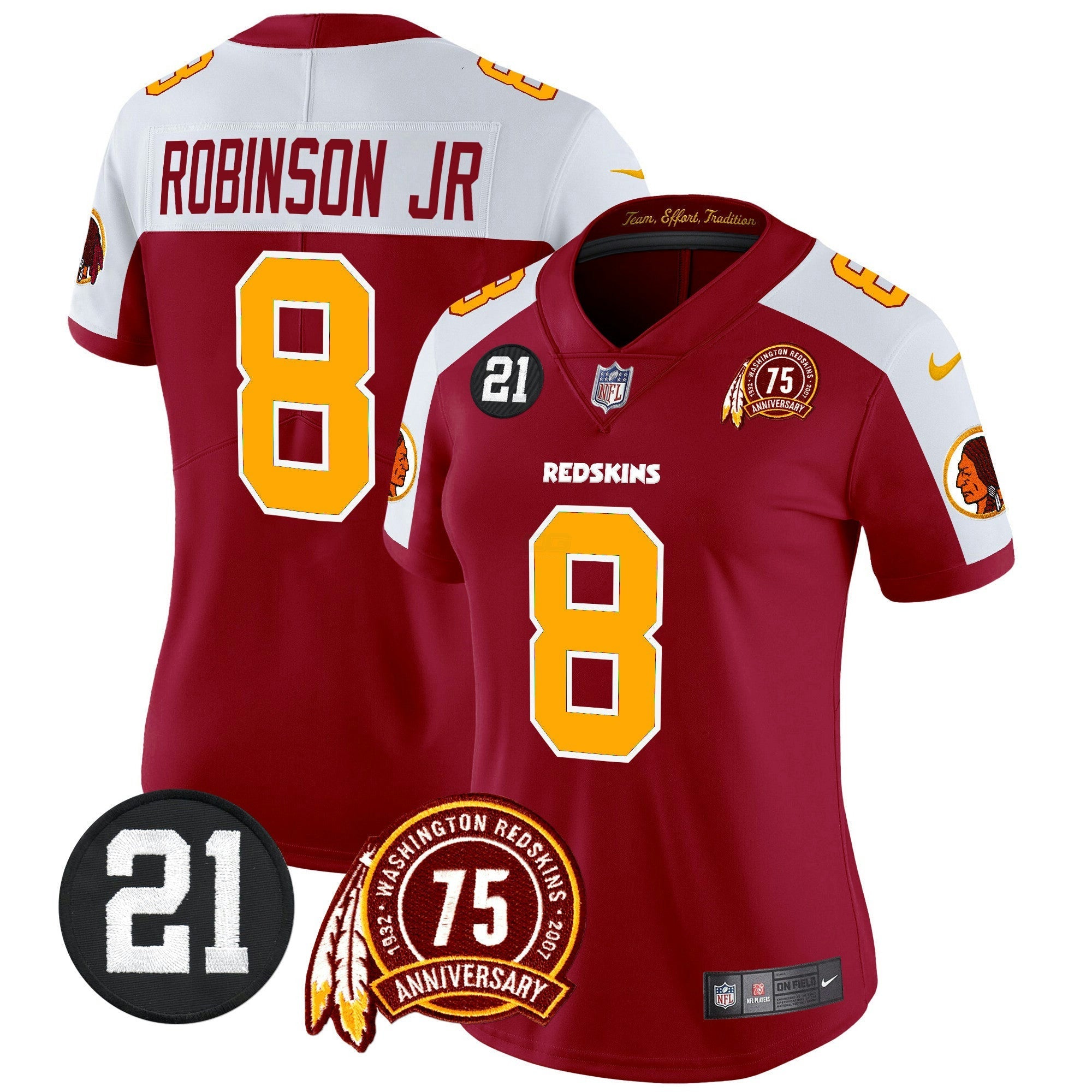 Camisa NFL Women’s Washington Redskins 75th & Sean Taylor Patch Vapor Limited Jersey