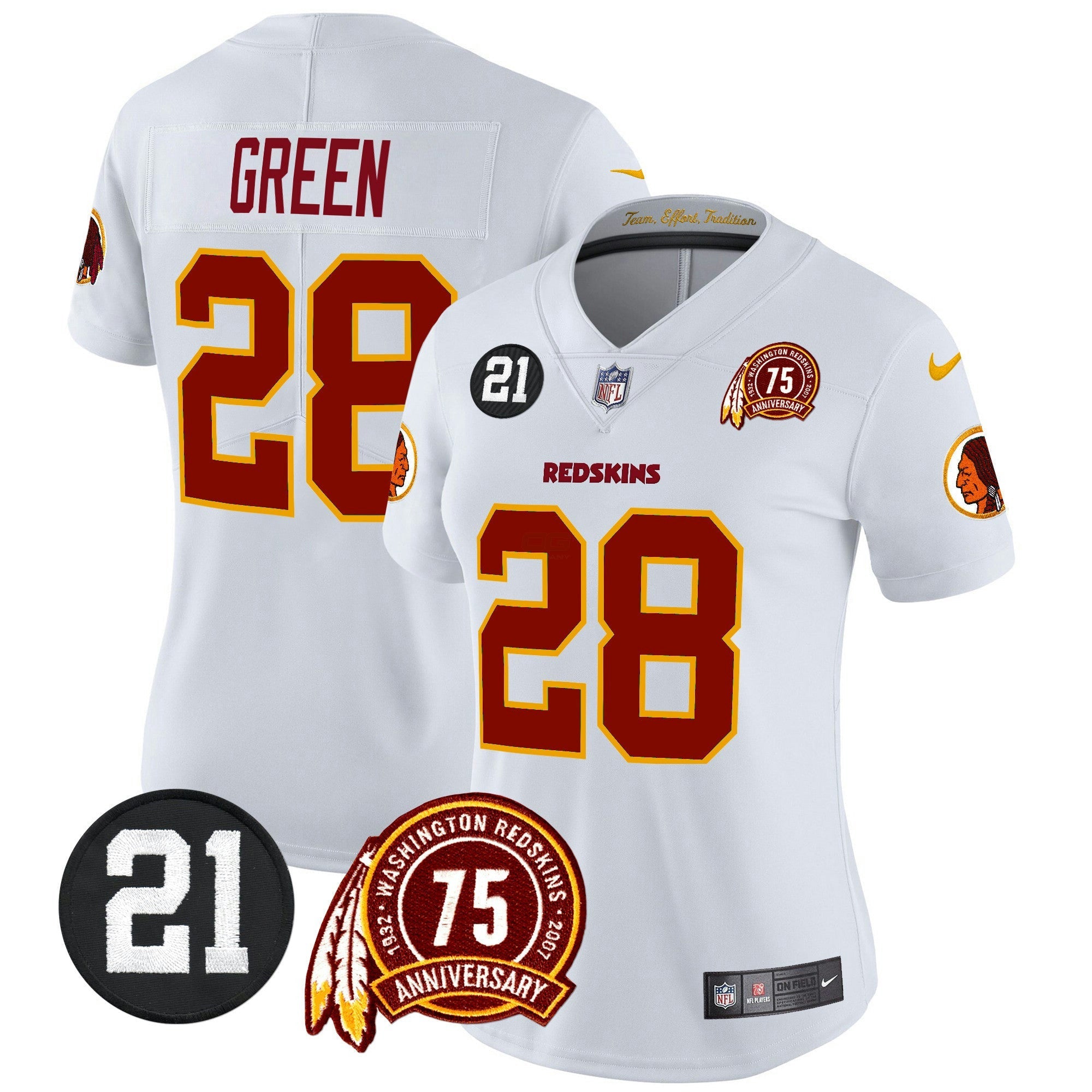 Camisa NFL Women’s Washington Redskins 75th & Sean Taylor Patch Vapor Limited Jersey