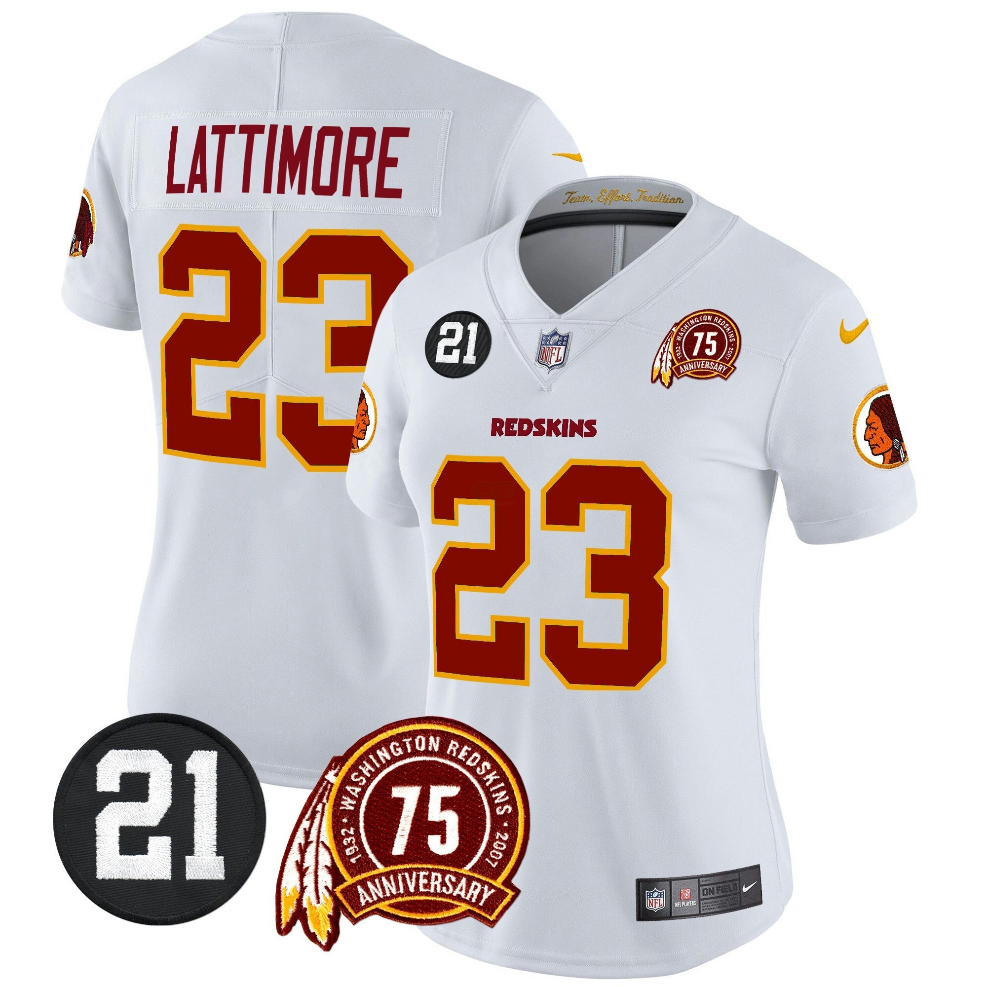 Camisa NFL Women’s Washington Redskins 75th & Sean Taylor Patch Vapor Limited Jersey